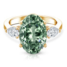 5 Carat IGI Certified Lab Grown Green Diamond Oval Statement Engagement Ring Vivid Green - VS1 - Rosec Jewels