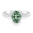 Rosec Jewels-IGI Certified 2 Carat Lab Green Diamond Oval Engagement Ring with Side Stones