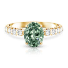 Rosec Jewels-IGI Certified 2 Carat Lab Green Diamond Oval Engagement Ring with Side Stones