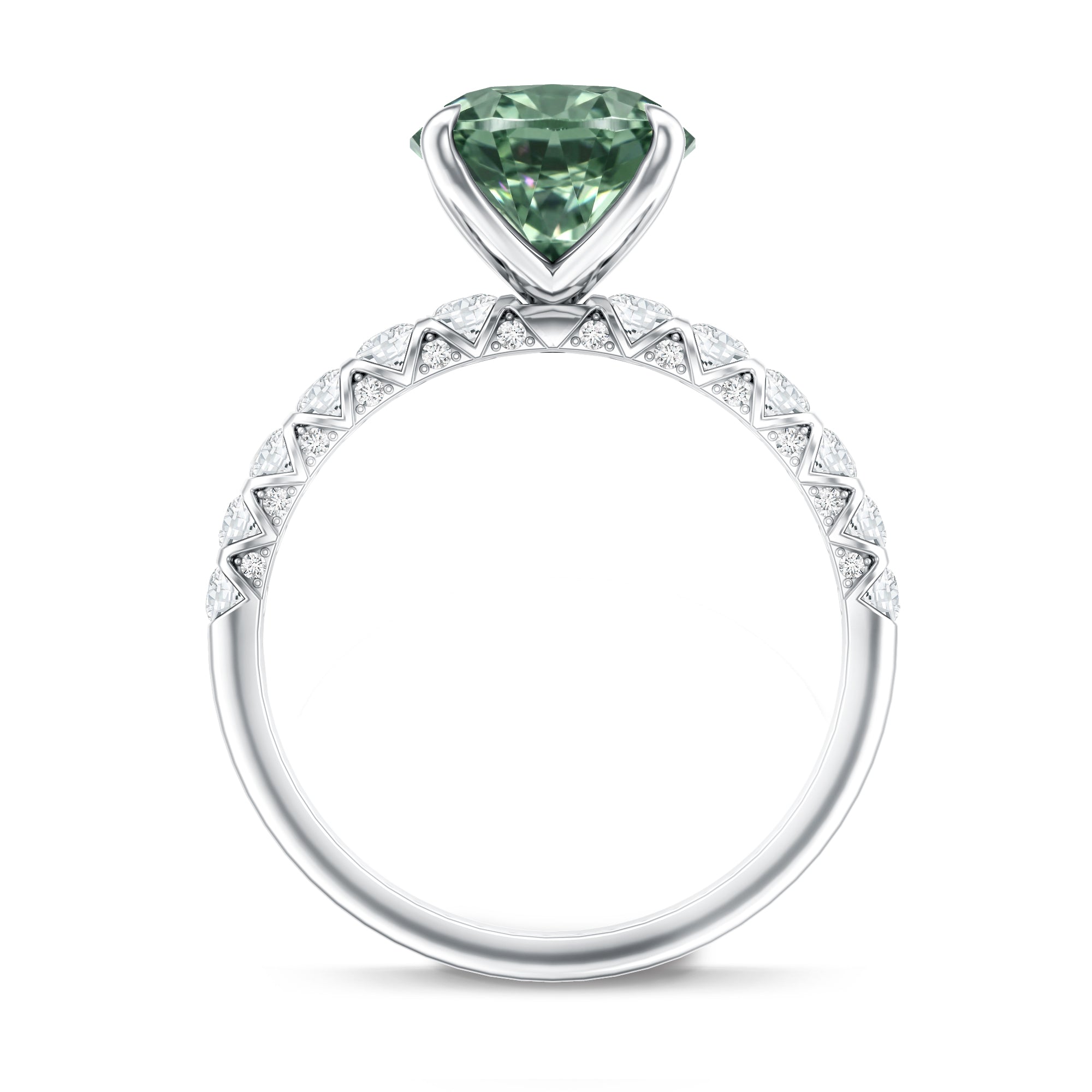 IGI Certified 3 Carat Oval Shape Lab Grown Green Diamond Engagement Ring Vivid Green - VS1 - Rosec Jewels