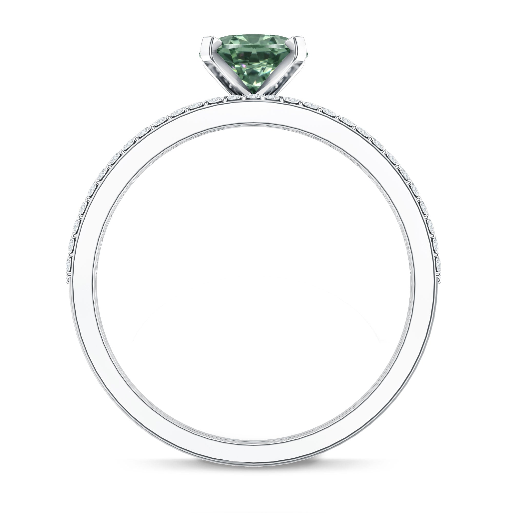 IGI Certified 1 Carat Lab Created Green Diamond Oval Engagement Ring Set Vivid Green - VS1 - Rosec Jewels