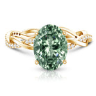 IGI Certified Lab Grown 3 Carat Green Diamond Braided Engagement Ring with Hidden Halo Vivid Green - VS1 - Rosec Jewels