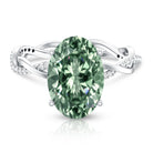 IGI Certified 4 Carat Huge Oval Lab Grown Green Diamond Braided Engagement Ring Vivid Green - VS1 - Rosec Jewels