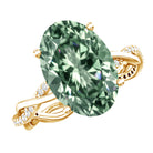 IGI Certified 4 Carat Huge Oval Lab Grown Green Diamond Braided Engagement Ring Vivid Green - VS1 - Rosec Jewels