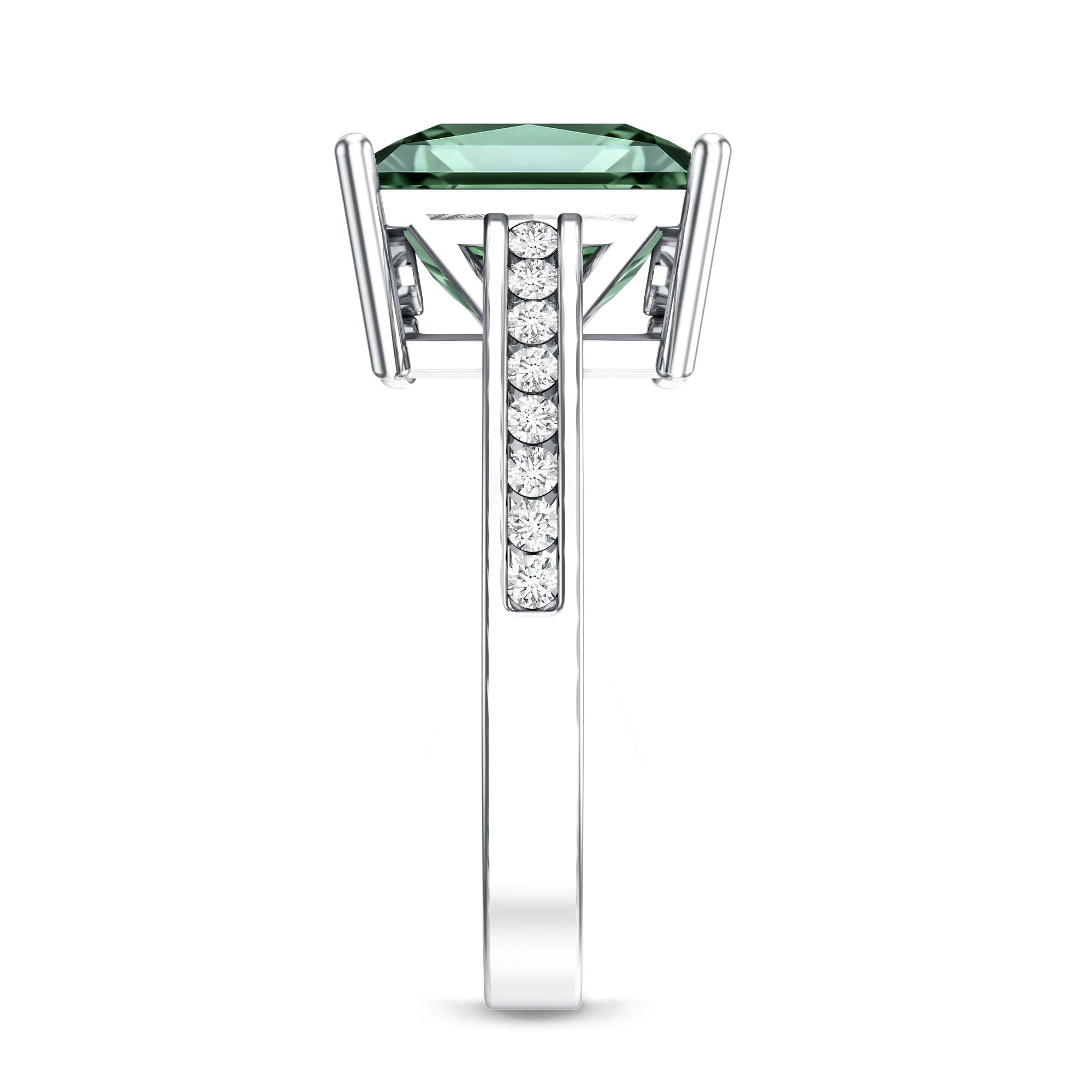 Rosec Jewels-Princess Cut Lab Grown Green Diamond 5 Carat Engagement Ring IGI Certified