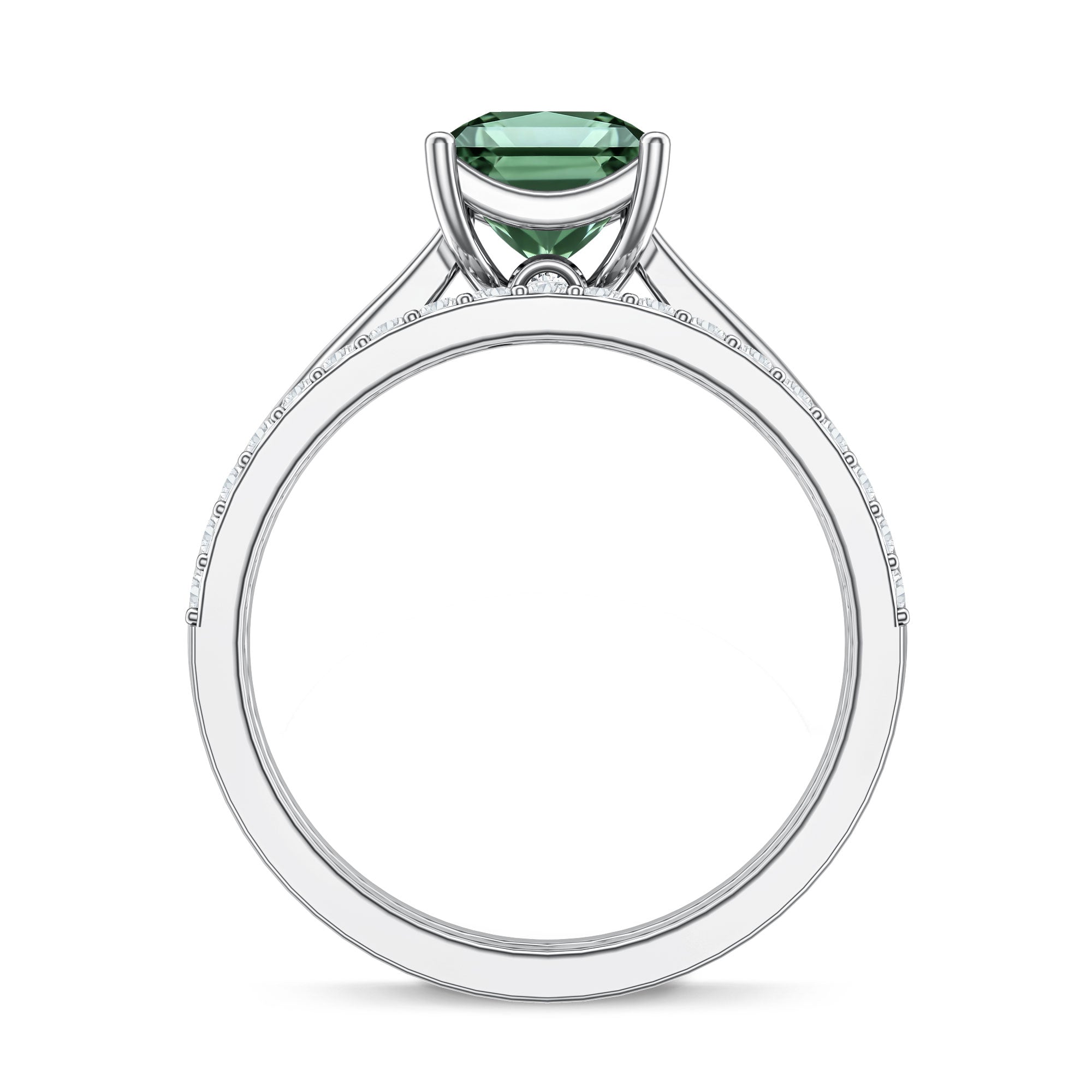 Rosec Jewels-2 Carat Princess Cut Lab Grown Green and White Diamond Wedding Ring Set for Women