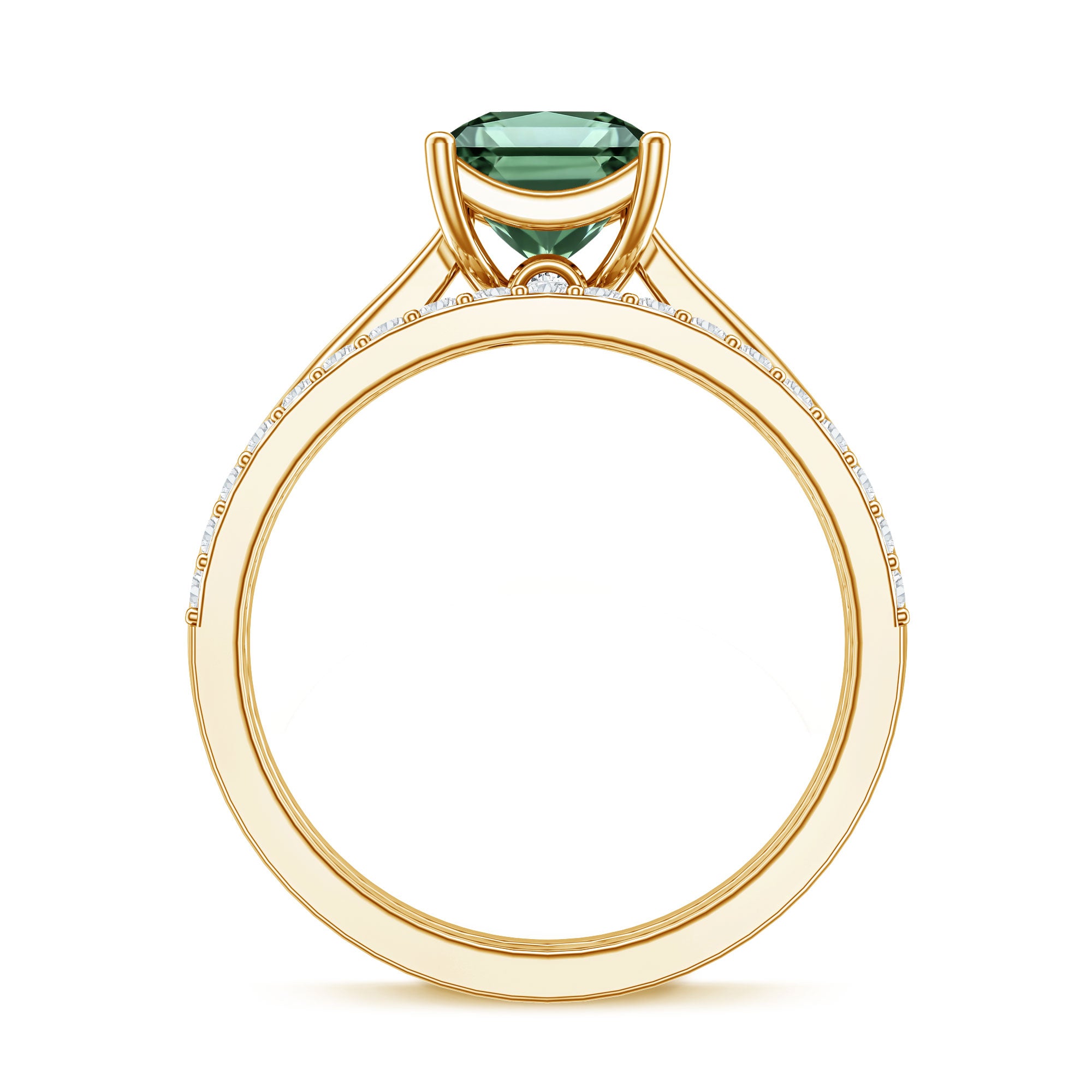 Rosec Jewels-2 Carat Princess Cut Lab Grown Green and White Diamond Wedding Ring Set for Women
