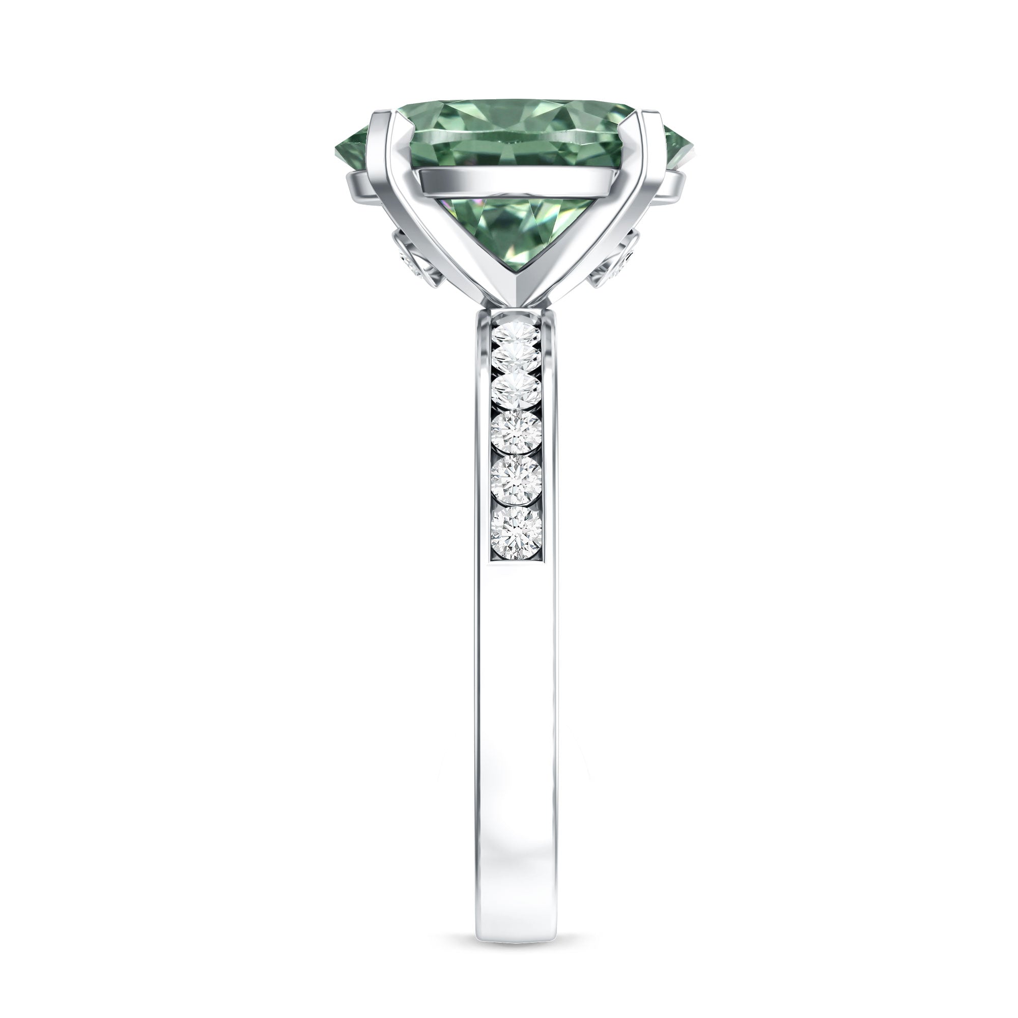 3 Carat Lab Grown Green Diamond Solitaire Oval Engagement Ring IGI Certified Vivid Green - VS1 - Rosec Jewels
