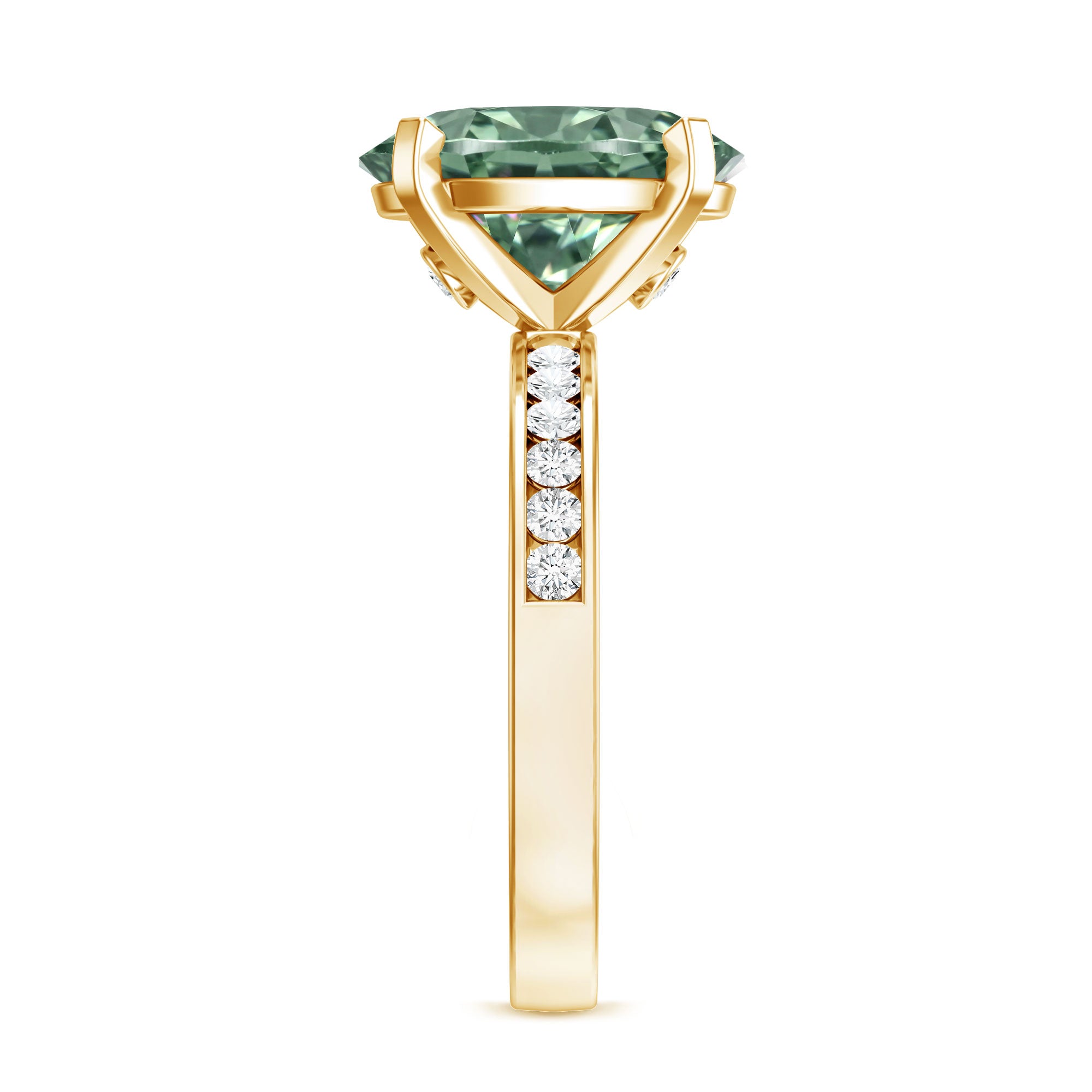 3 Carat Lab Grown Green Diamond Solitaire Oval Engagement Ring IGI Certified Vivid Green - VS1 - Rosec Jewels
