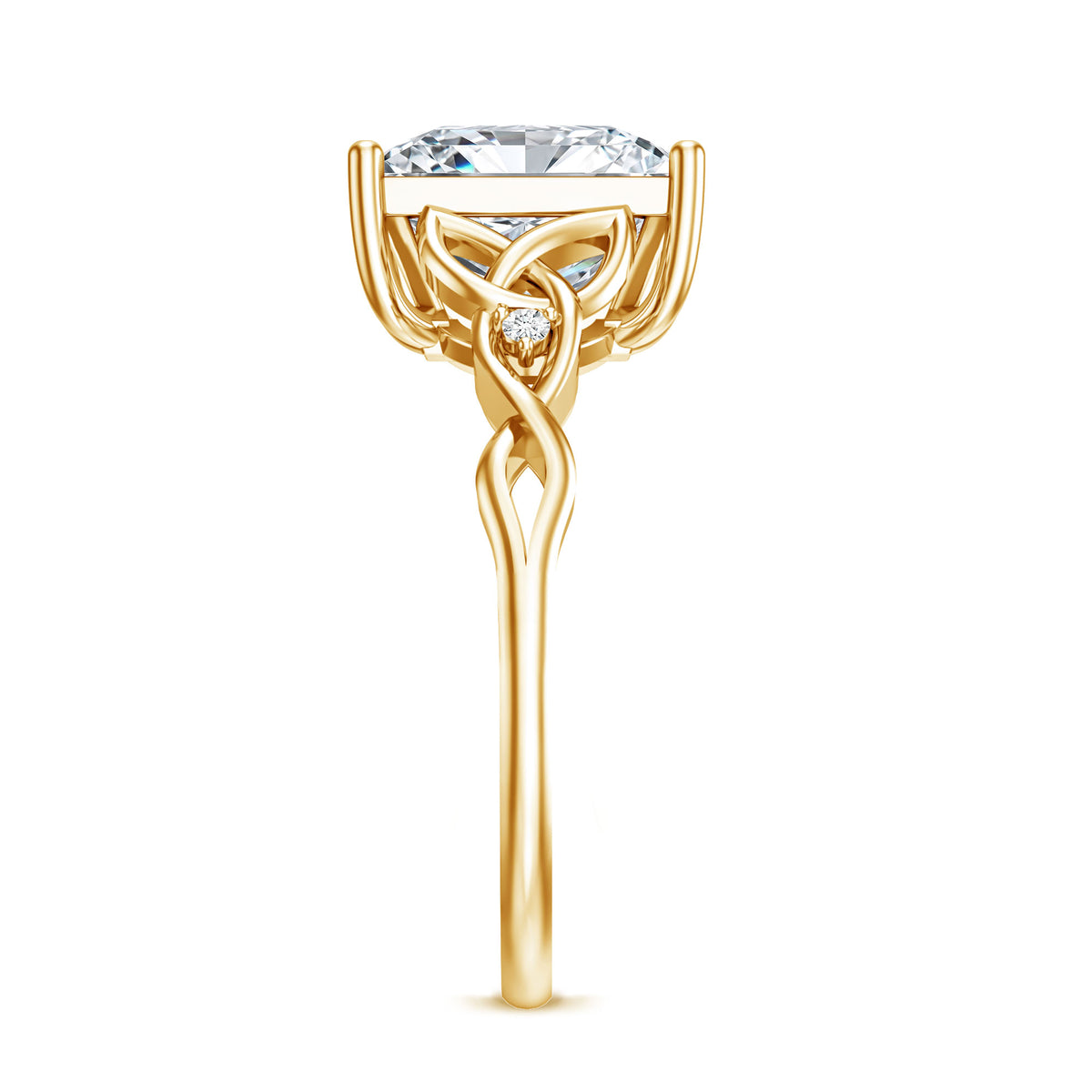 Rosec Jewels-4 Carat Princess Cut Lab Grown Diamond Celtic Engagement Ring with IGI Certificate