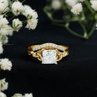Rosec Jewels-IGI Graded 2 Carat Princess Cut Lab Diamond Celtic Engagement Ring with Ring Guard