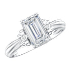 IGI Certified 2 Carat Lab Grown Diamond Emerald Cut Solitaire Engagement Ring with Bow Lab - ( E-VS1 ) - Rosec Jewels