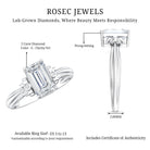 IGI Certified 2 Carat Lab Grown Diamond Emerald Cut Solitaire Engagement Ring with Bow Lab - ( E-VS1 ) - Rosec Jewels