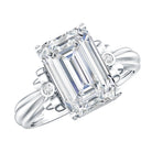 Rosec Jewels-IGI Certified 4 Carat Emerald Cut Lab Grown Diamond Solitaire Engagement Ring with Bow