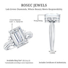 Rosec Jewels-IGI Certified 4 Carat Emerald Cut Lab Grown Diamond Solitaire Engagement Ring with Bow