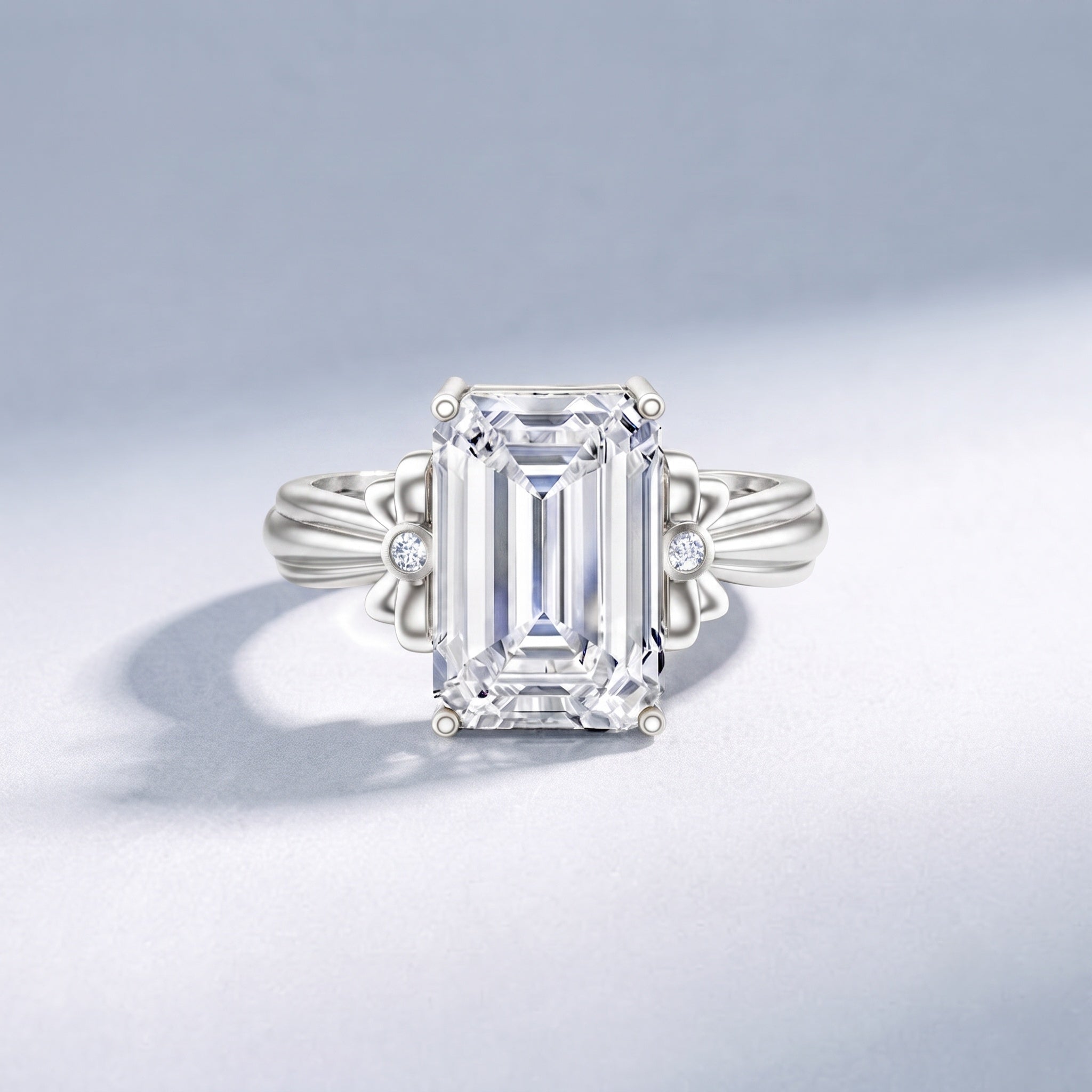 Emerald Cut Solitaire Lab Grown Diamond 5 Carat Engagement Ring IGI Certified Lab - ( E-VS1 ) - Rosec Jewels