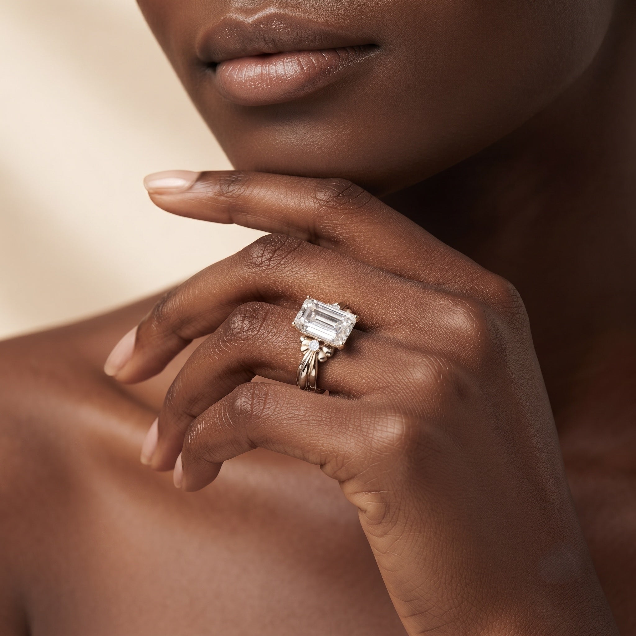 Emerald Cut Solitaire Lab Grown Diamond 5 Carat Engagement Ring IGI Certified Lab - ( E-VS1 ) - Rosec Jewels