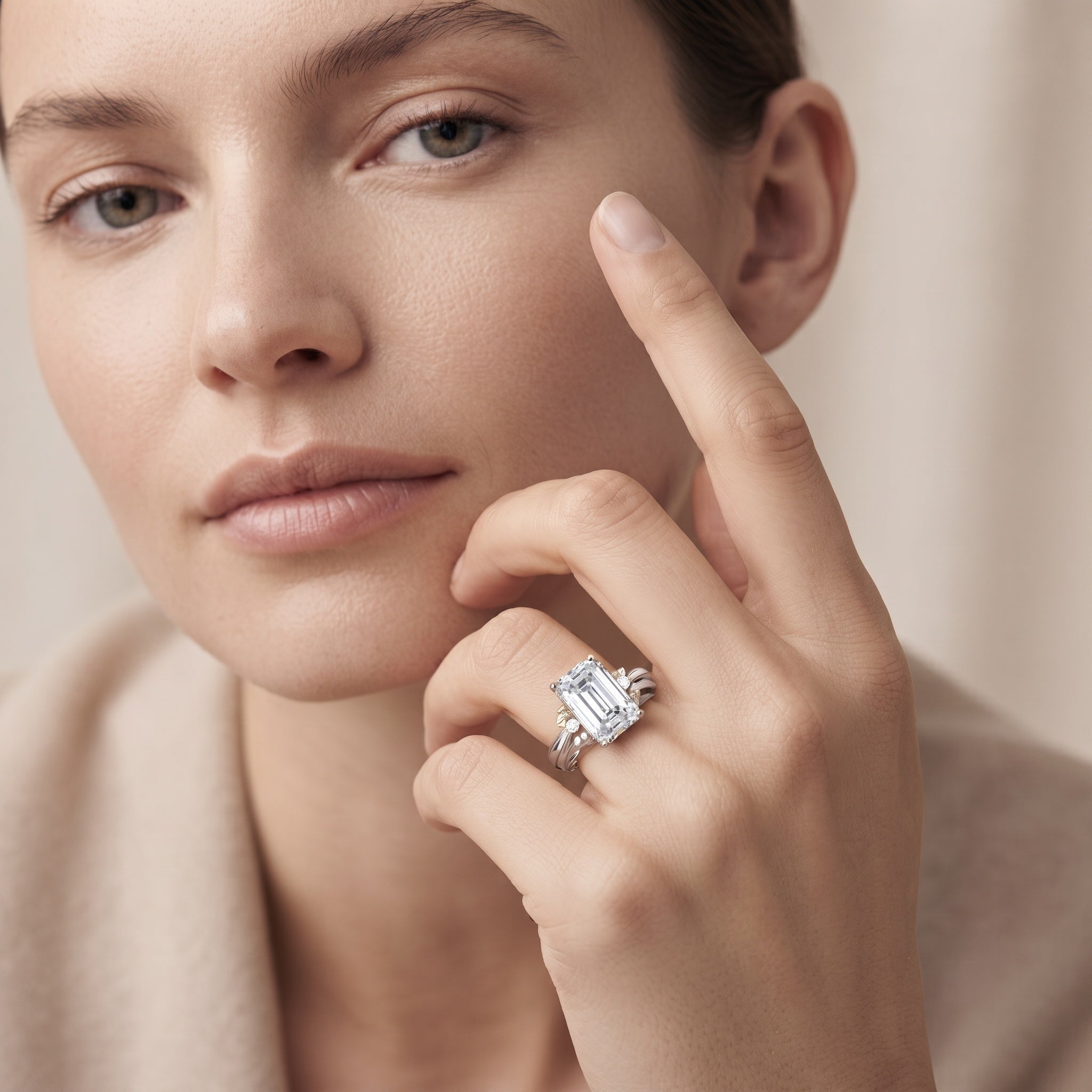 Emerald Cut Solitaire Lab Grown Diamond 5 Carat Engagement Ring IGI Certified Lab - ( E-VS1 ) - Rosec Jewels