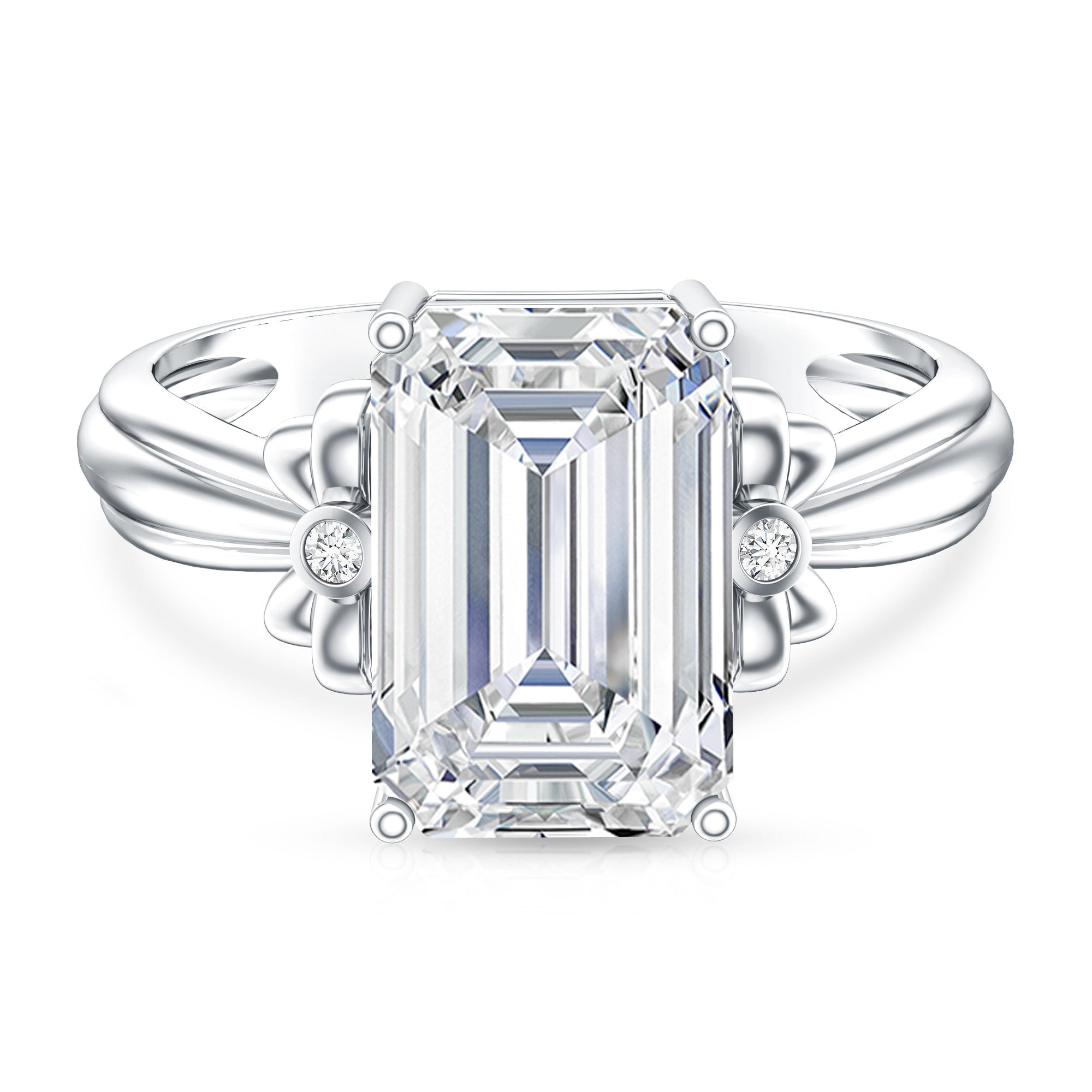 Rosec Jewels-Emerald Cut Solitaire Lab Grown Diamond 5 Carat Engagement Ring IGI Certified