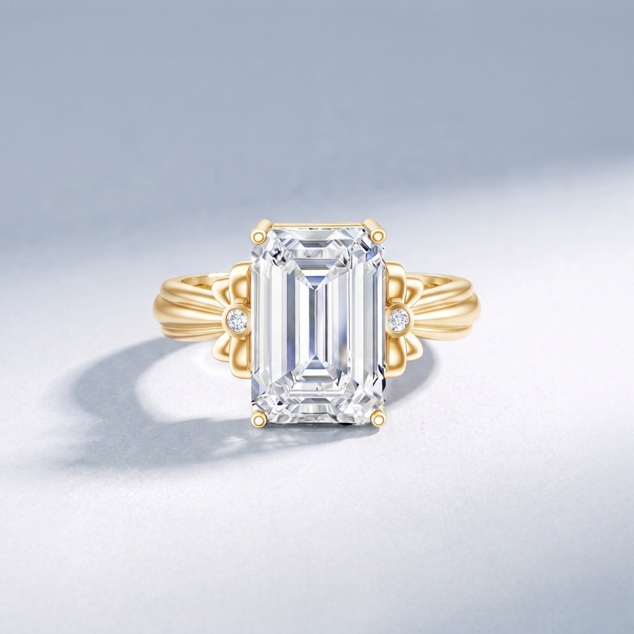 Emerald Cut Solitaire Lab Grown Diamond 5 Carat Engagement Ring IGI Certified Lab - ( E-VS1 ) - Rosec Jewels