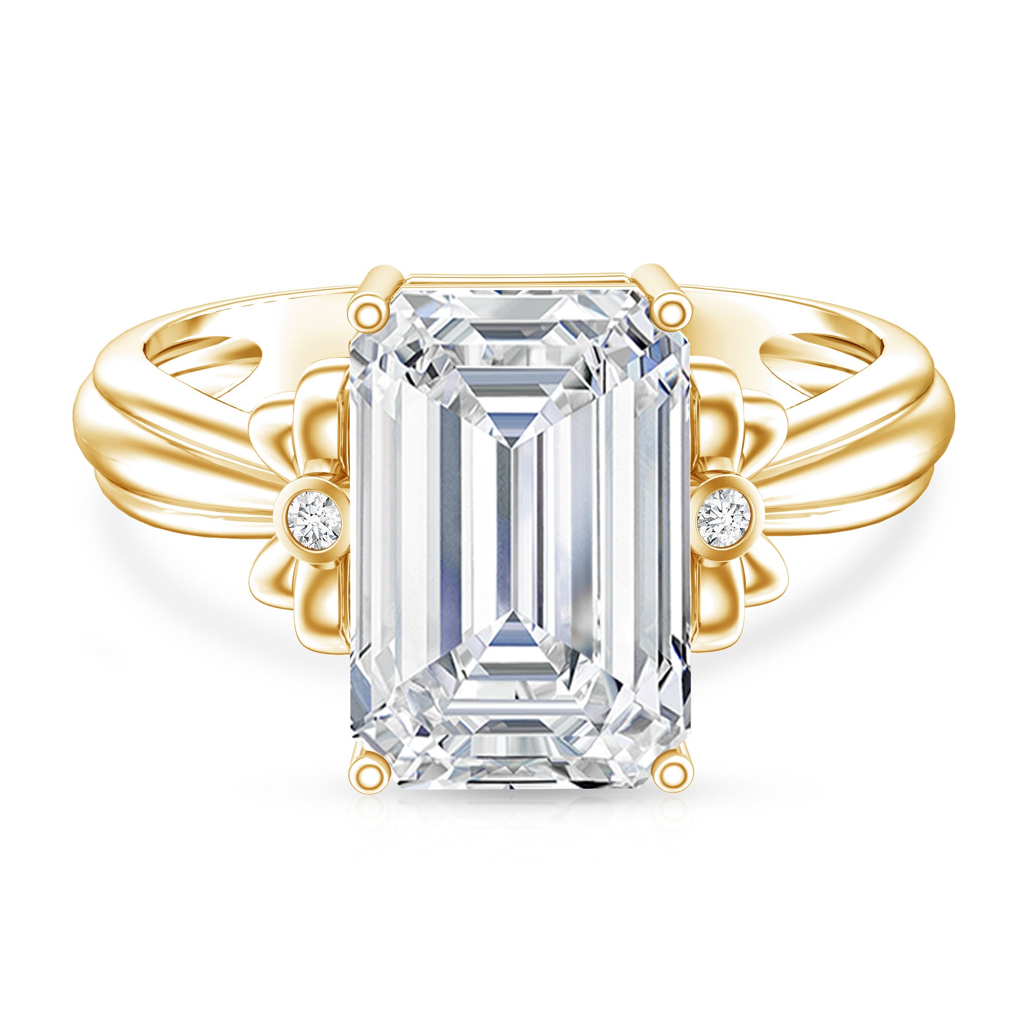 Rosec Jewels-Emerald Cut Solitaire Lab Grown Diamond 5 Carat Engagement Ring IGI Certified