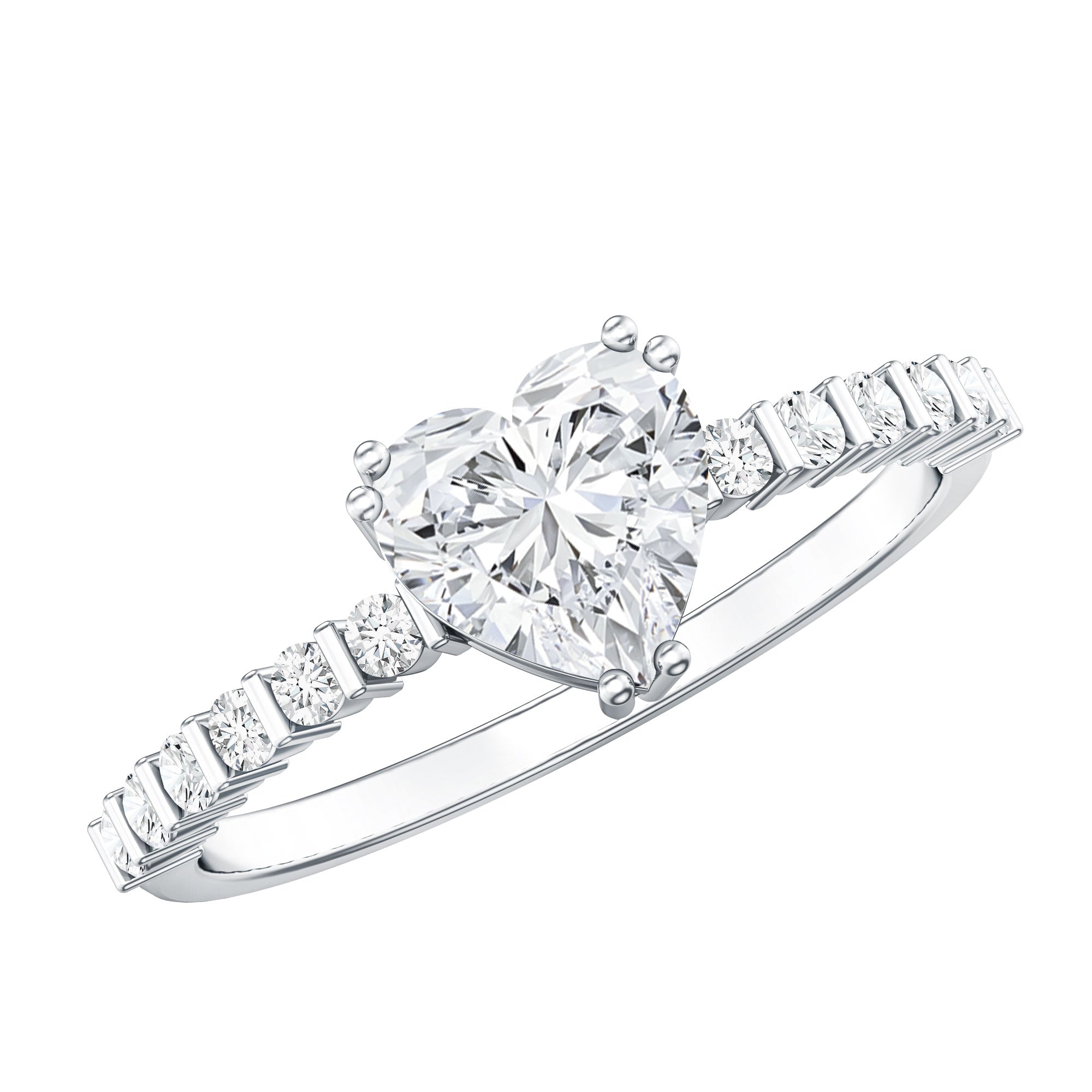 Rosec Jewels-IGI Certified Lab Grown Diamond 1 Carat Heart Engagement Ring for Women