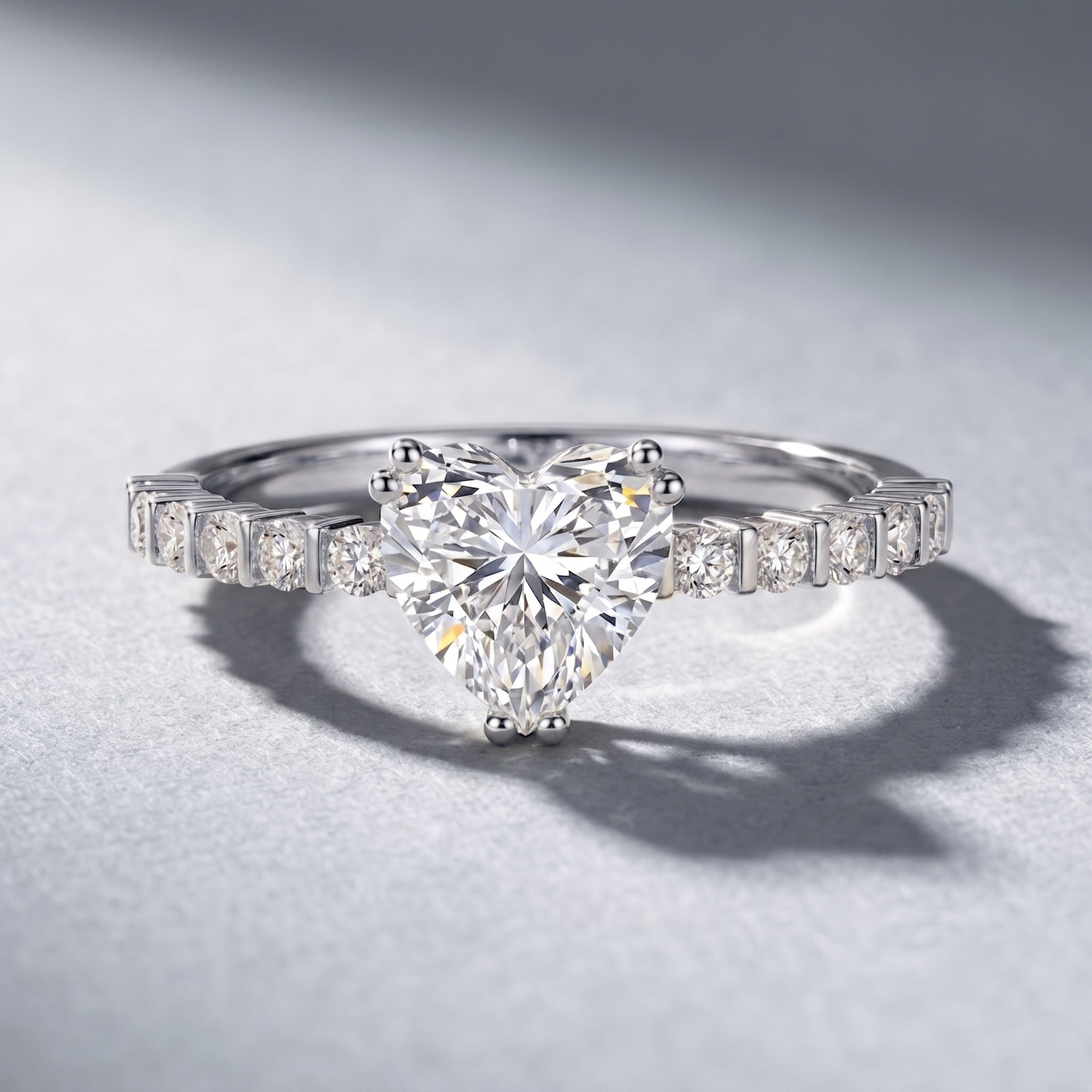IGI Certified Lab Grown Diamond 1 Carat Heart Engagement Ring for Women Lab - ( E-VS1 ) - Rosec Jewels
