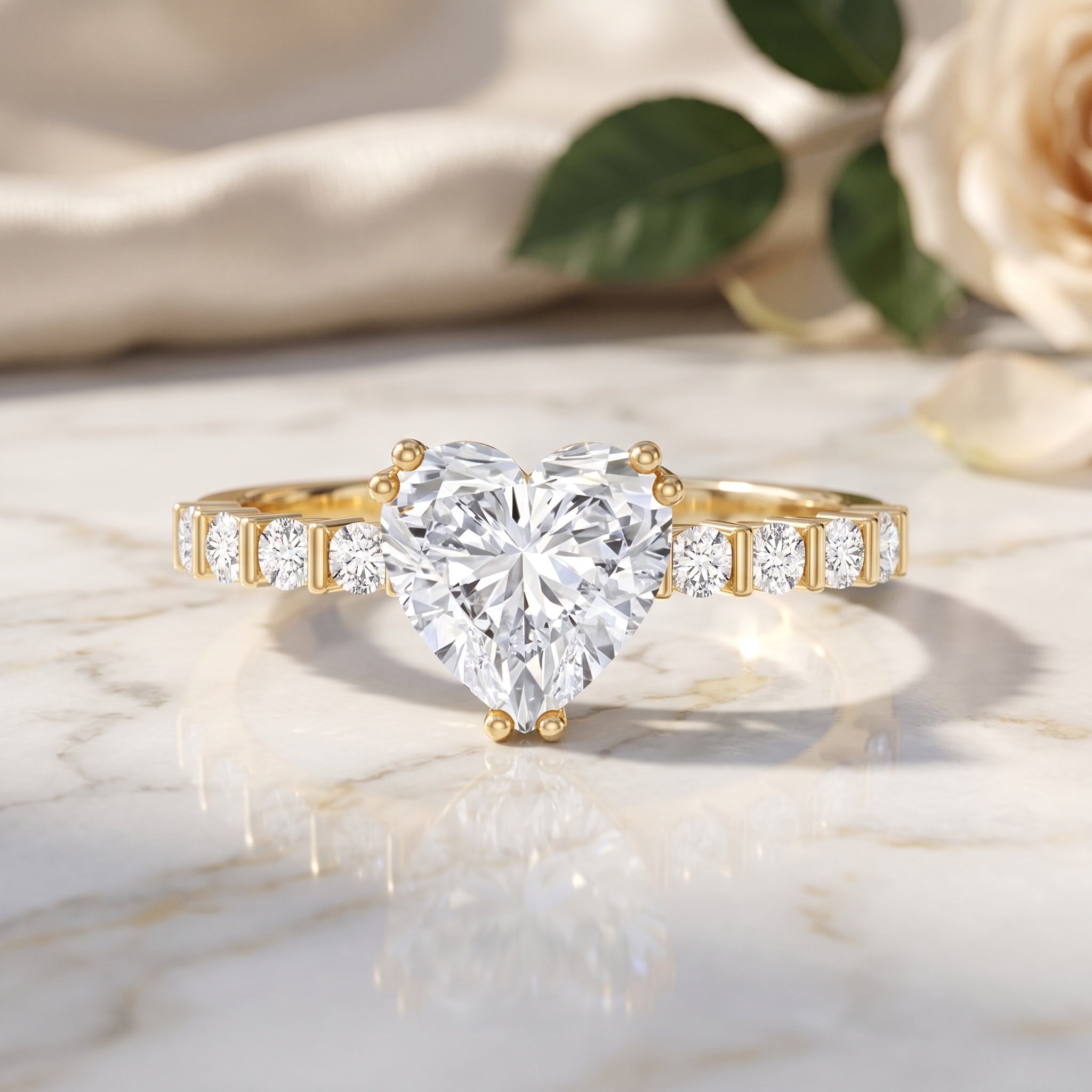 IGI Certified Lab Grown Diamond 1 Carat Heart Engagement Ring for Women Lab - ( E-VS1 ) - Rosec Jewels