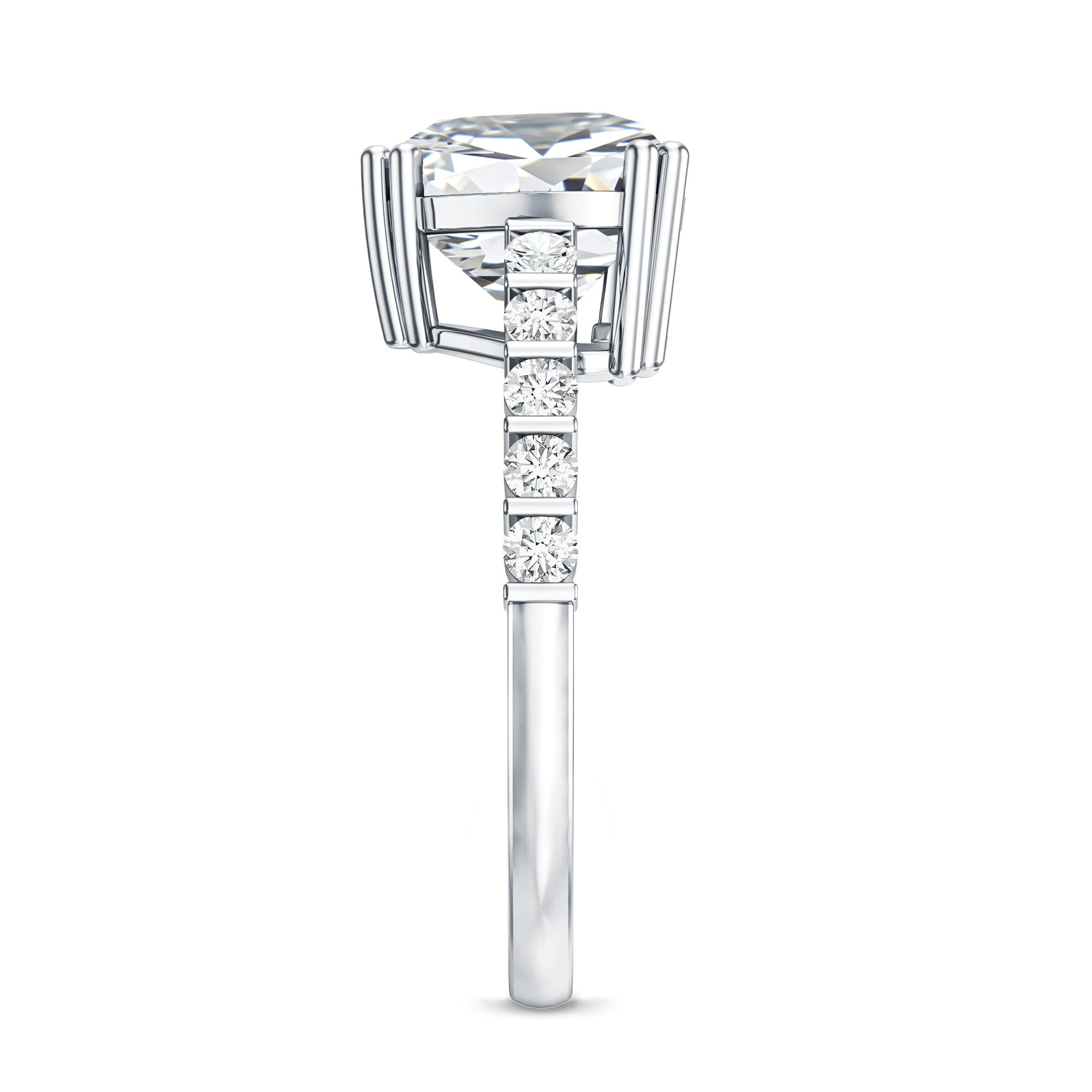 Rosec Jewels-IGI Certified Lab Grown 3 Carat Diamond Heart Engagement Ring with Side Stones