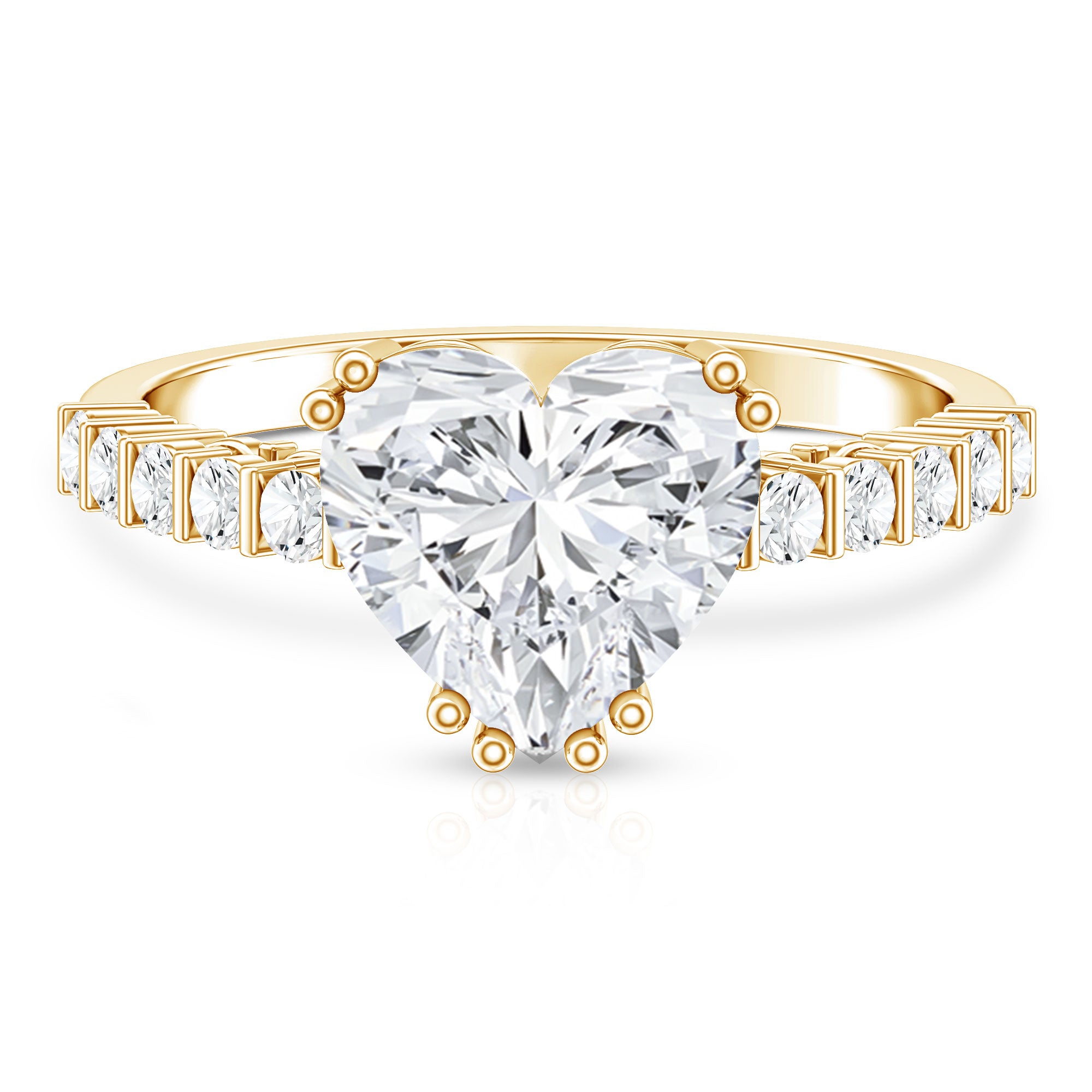 Rosec Jewels-IGI Certified Lab Grown 3 Carat Diamond Heart Engagement Ring with Side Stones