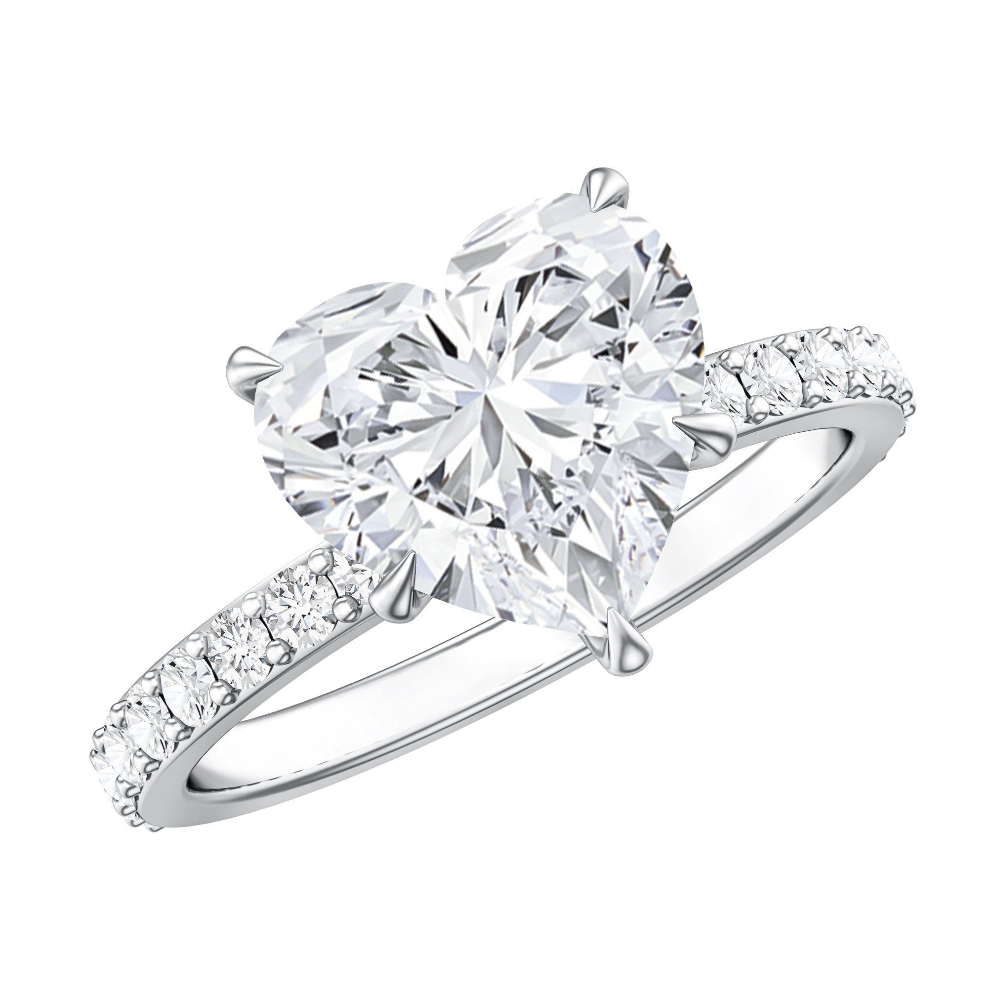 Rosec Jewels-Heart Shaped Lab Grown Diamond 3 Carat Solitaire Engagement Ring with IGI Certificate