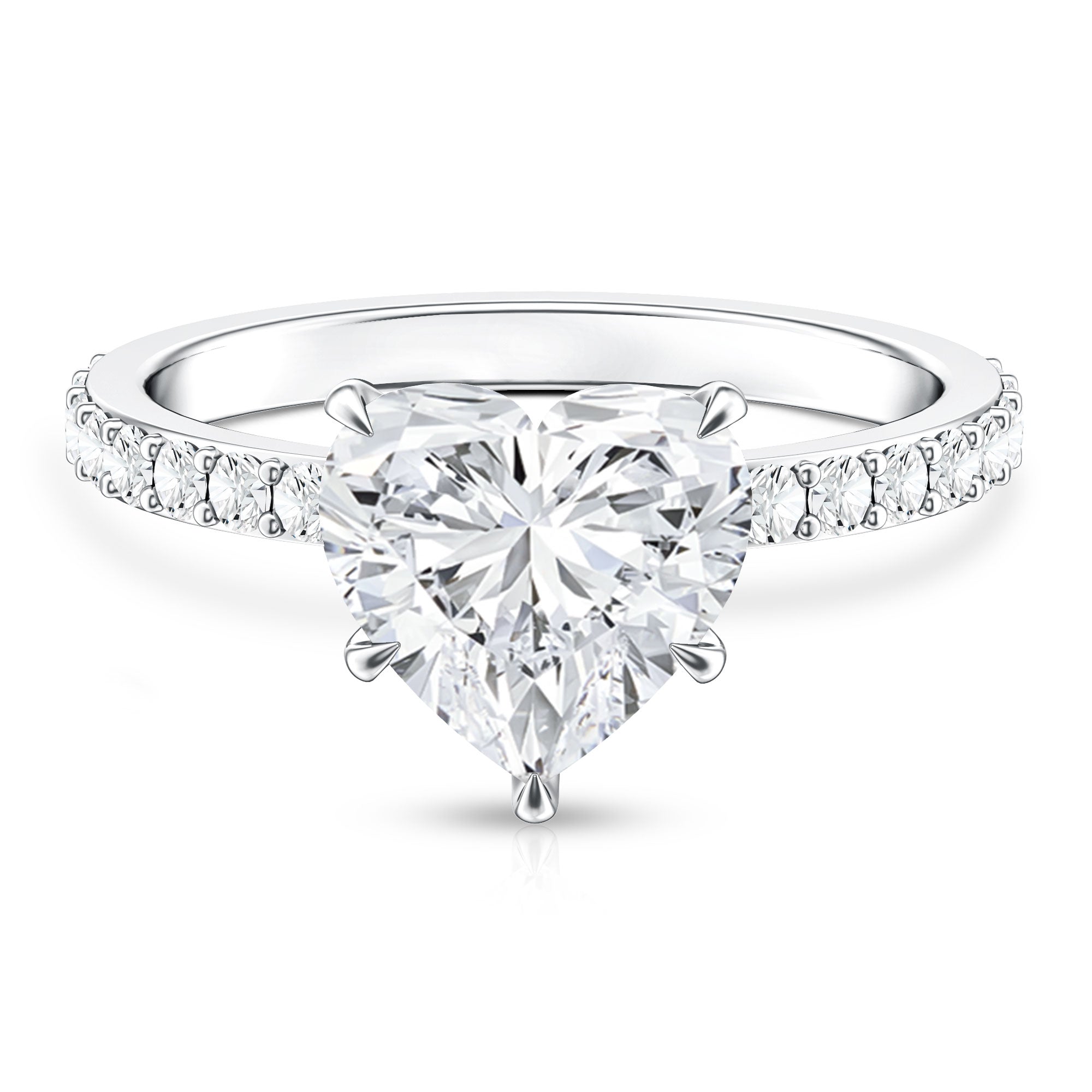 Rosec Jewels-Heart Shaped Lab Grown Diamond 3 Carat Solitaire Engagement Ring with IGI Certificate