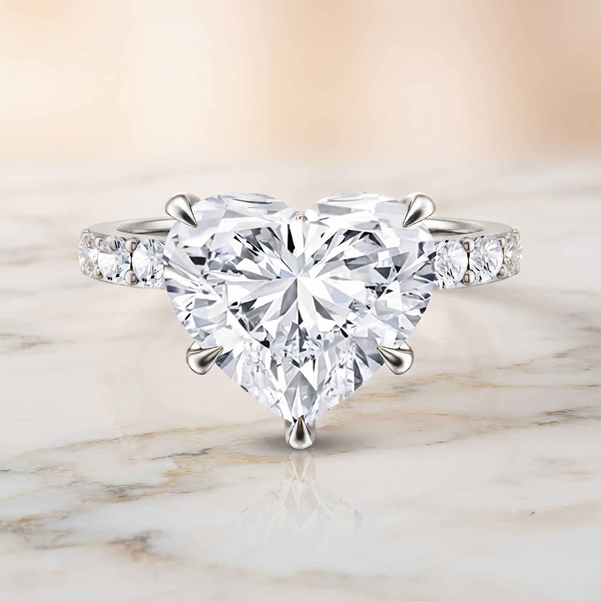 IGI Certified 4 Carat Lab Grown Diamond Heart Engagement Ring for Women Lab - ( E-VS1 ) - Rosec Jewels