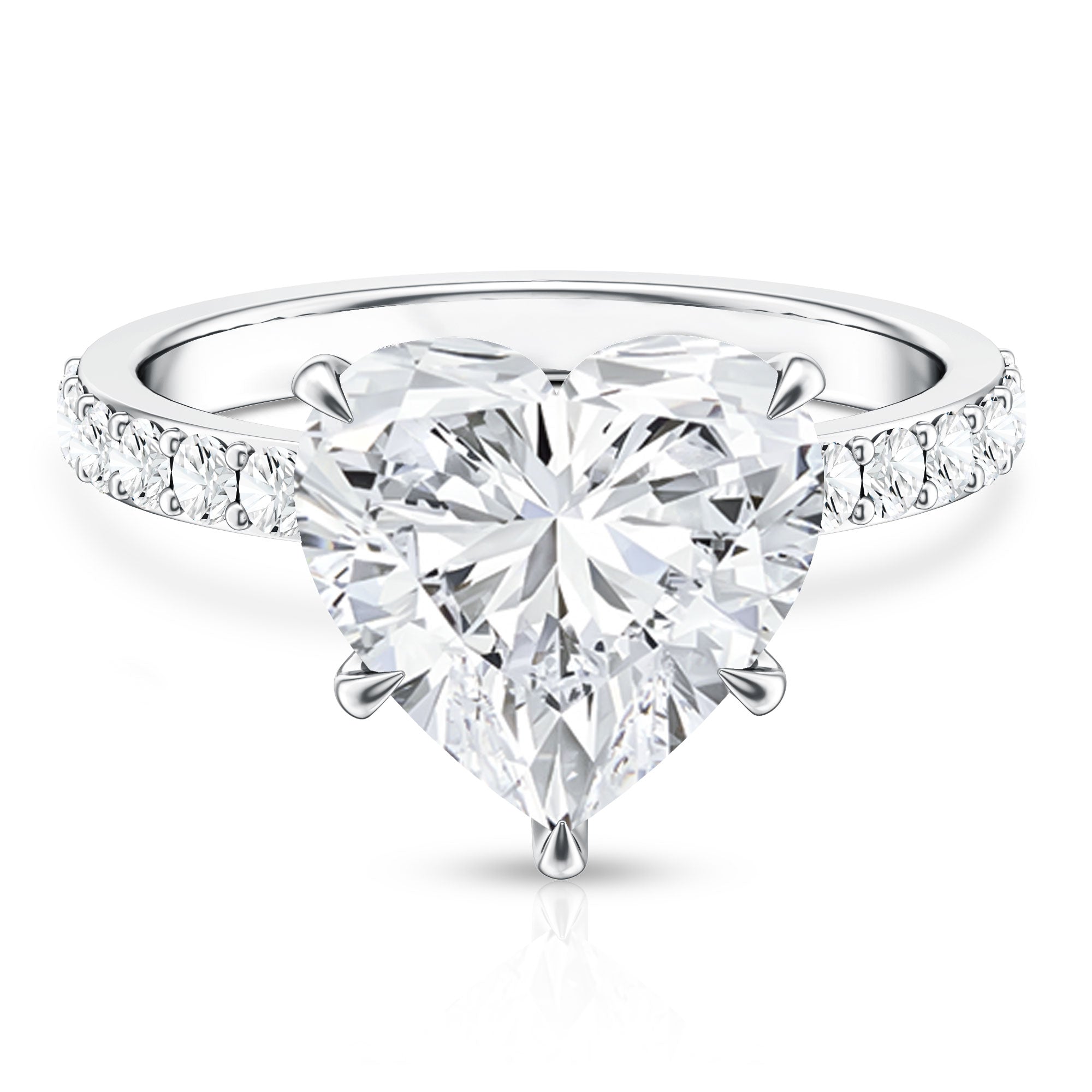 Rosec Jewels-Solitaire Heart Engagement Ring with 5 Carat IGI Certified Lab Grown Diamond