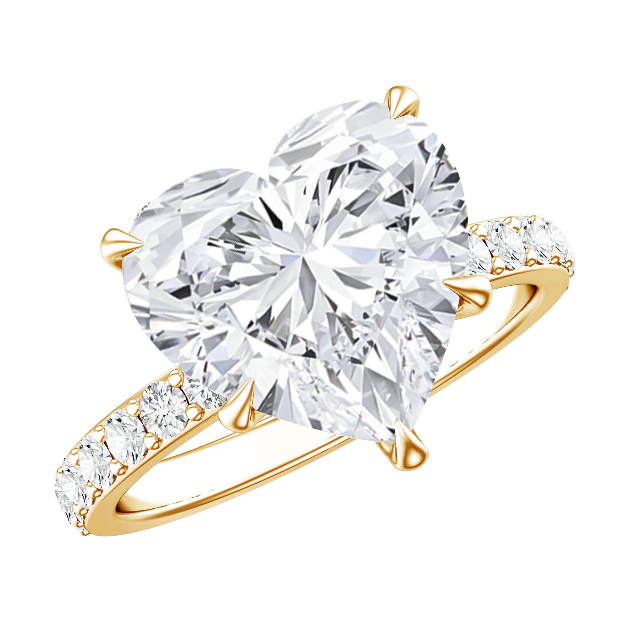 Rosec Jewels-Solitaire Heart Engagement Ring with 5 Carat IGI Certified Lab Grown Diamond