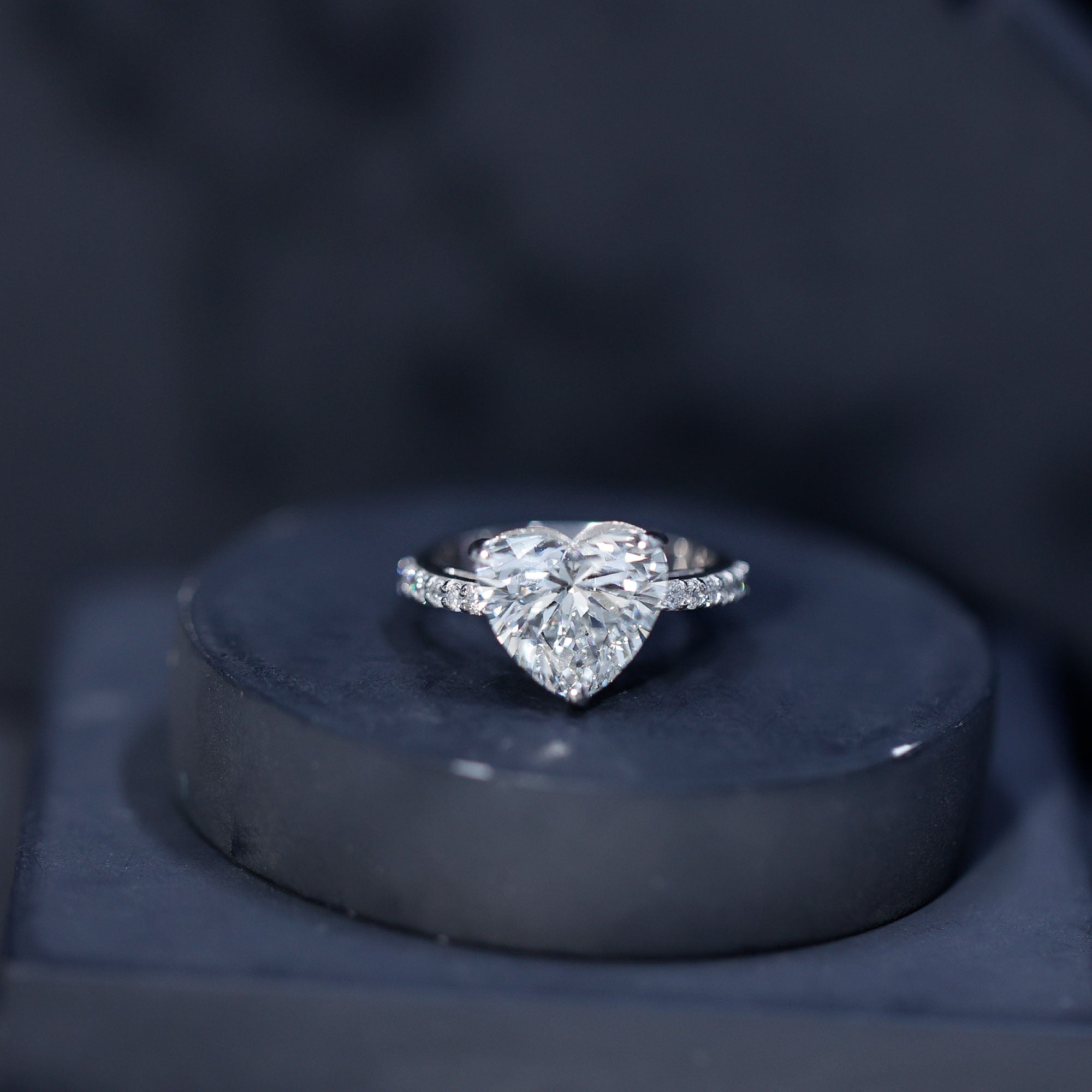 Big 5 Carat Lab Grown Diamond Heart Shaped Engagement Ring with IGI Certificate Lab - ( E-VS1 ) - Rosec Jewels
