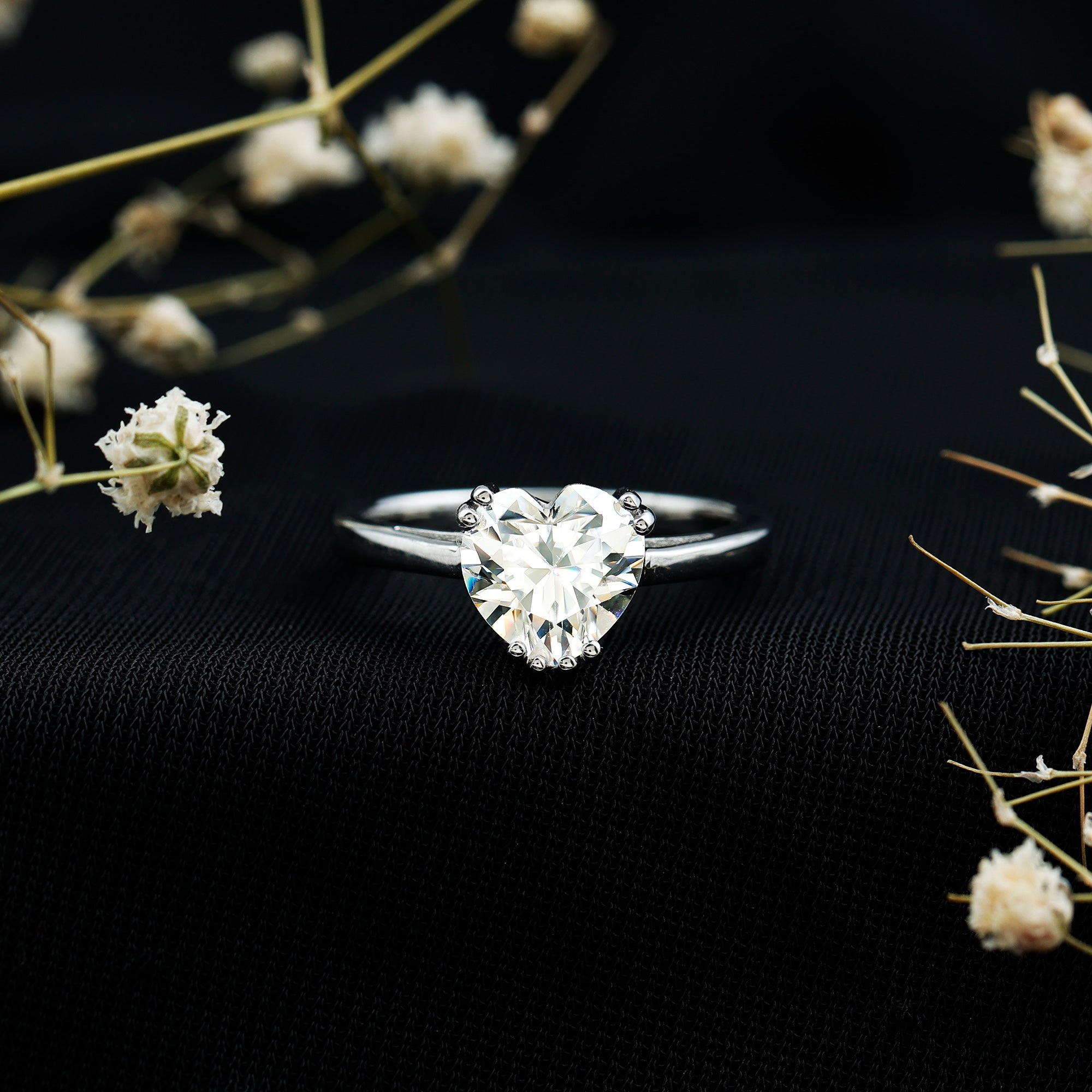 Heart Shaped 2 Carat Lab Grown Diamond Solitaire Engagement Ring with IGI Certificate Lab - ( E-VS1 ) - Rosec Jewels