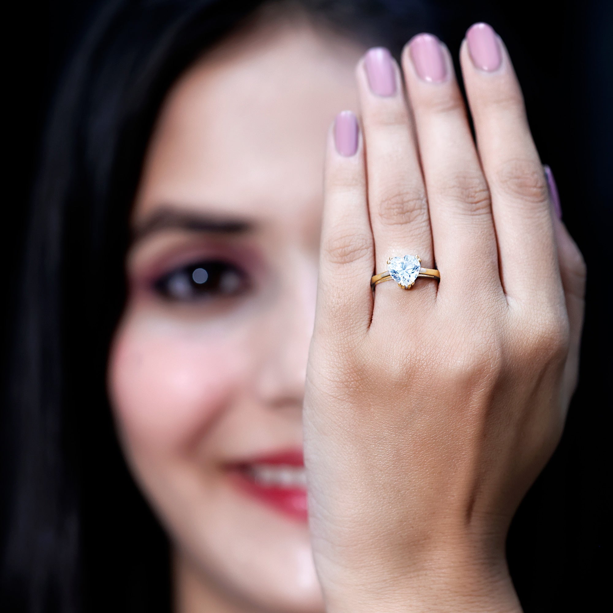 Heart Shaped 2 Carat Lab Grown Diamond Solitaire Engagement Ring with IGI Certificate Lab - ( E-VS1 ) - Rosec Jewels