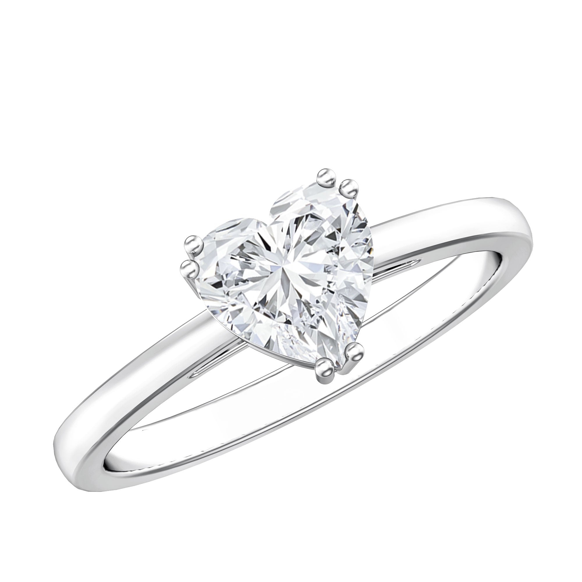 Rosec Jewels-1 Carat Lab Grown Solitaire Diamond Heart Engagement Ring IGI Certified
