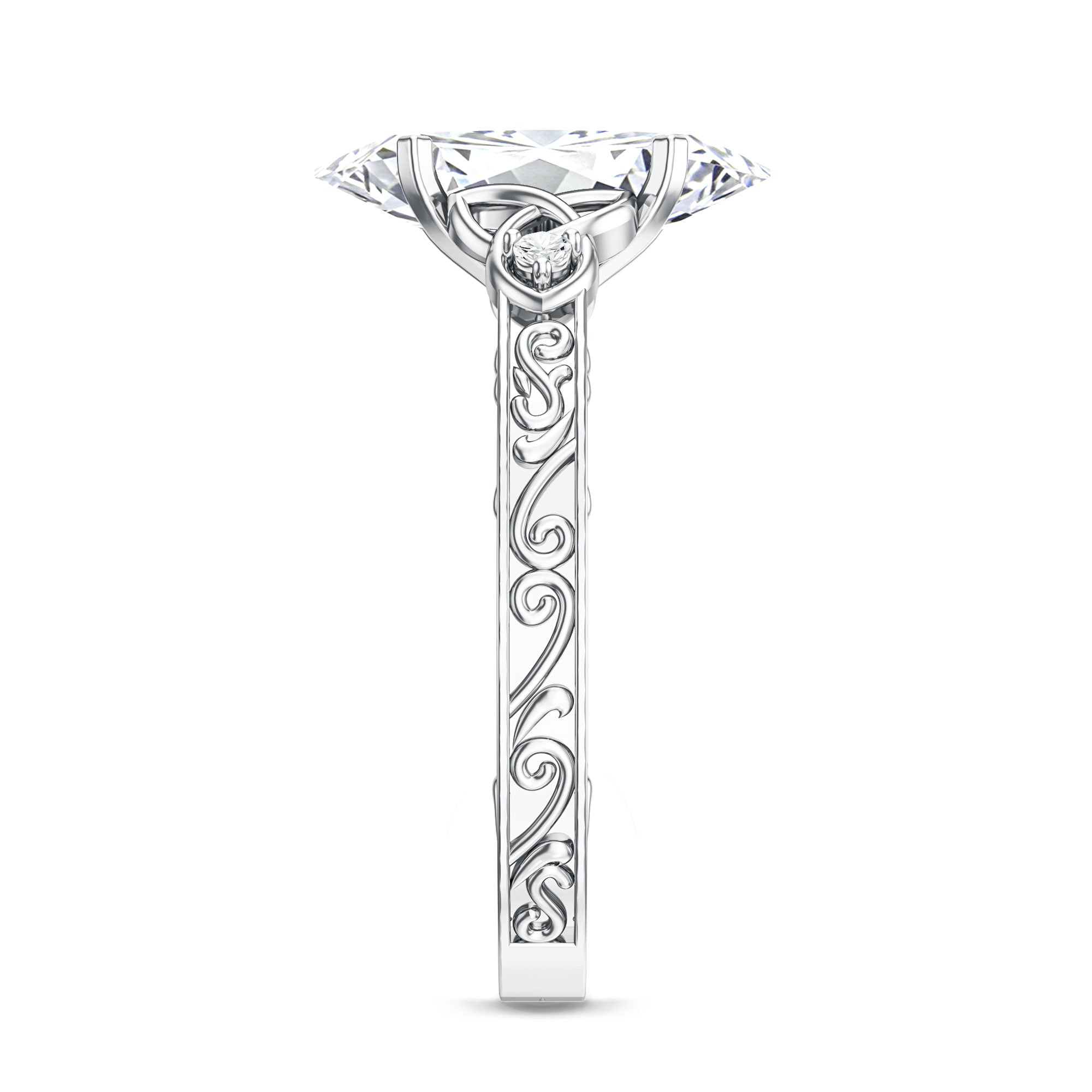 Rosec Jewels-IGI Certified Vintage Inspired Lab Grown Marquise Diamond Celtic Engagement Ring 2 Carat