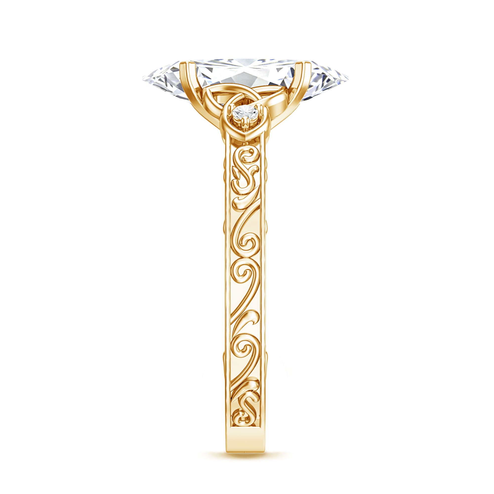 Rosec Jewels-IGI Certified Vintage Inspired Lab Grown Marquise Diamond Celtic Engagement Ring 2 Carat