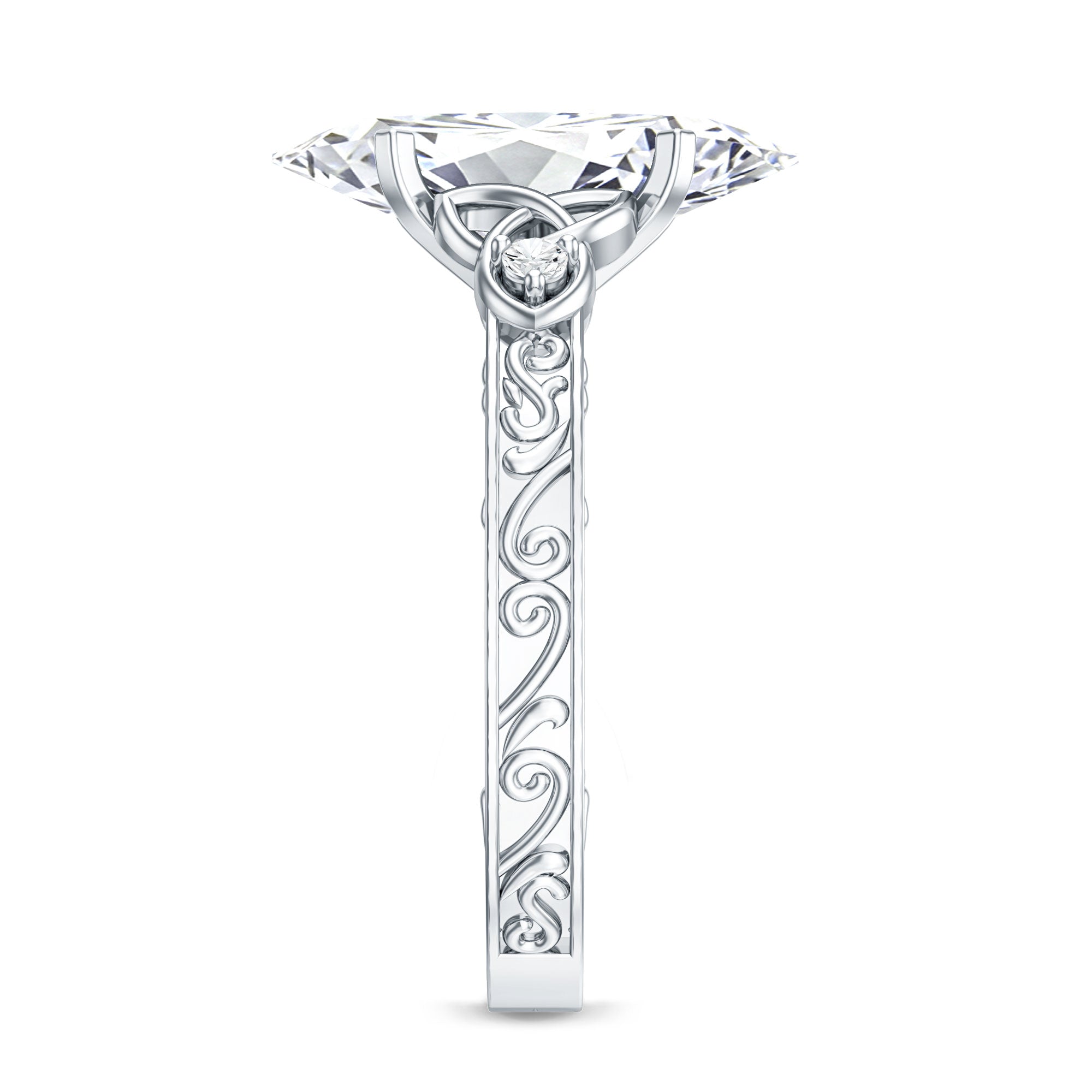 Rosec Jewels-Antique Looking 3 Carat Marquise Lab Diamond Celtic Knot Engagement Ring IGI Certified