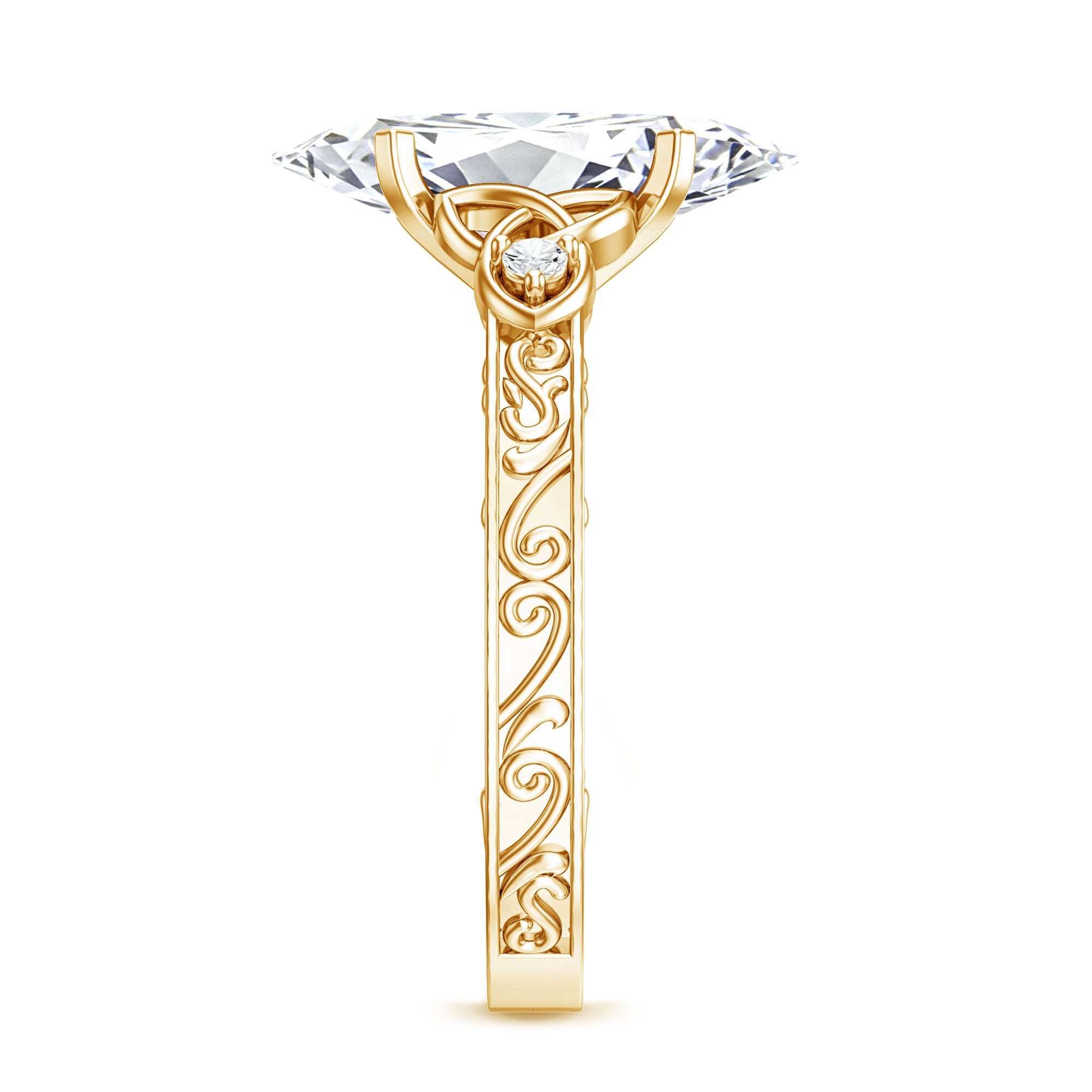 Rosec Jewels-Antique Looking 3 Carat Marquise Lab Diamond Celtic Knot Engagement Ring IGI Certified