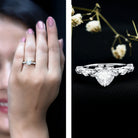 1 Carat Lab Grown Heart Shaped Diamond Designer Engagement Ring IGI Certified Lab - ( E-VS1 ) - Rosec Jewels