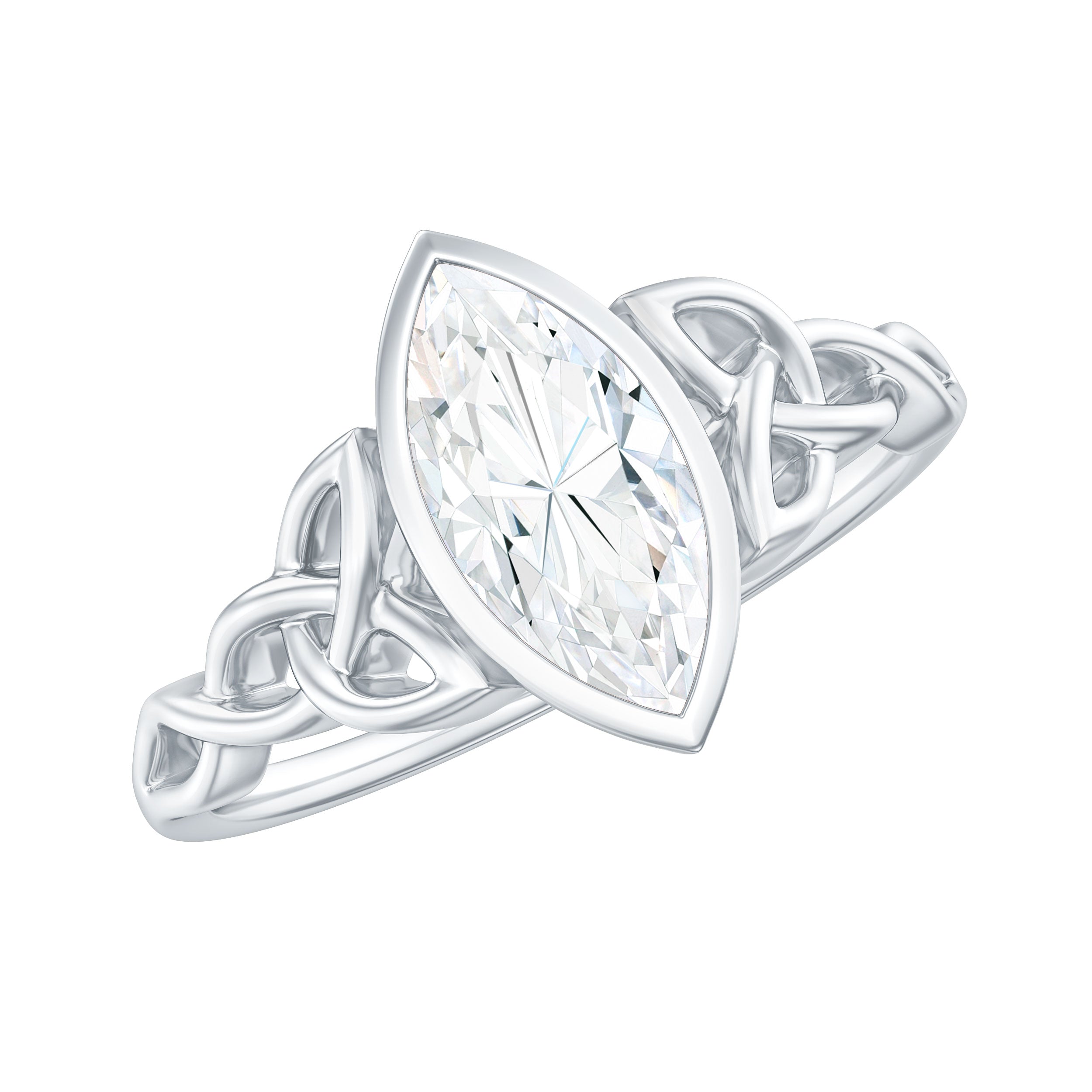 Rosec Jewels-Bezel Set 1 Carat Marquise Lab Created Diamond Celtic Engagement Ring IGI Certified