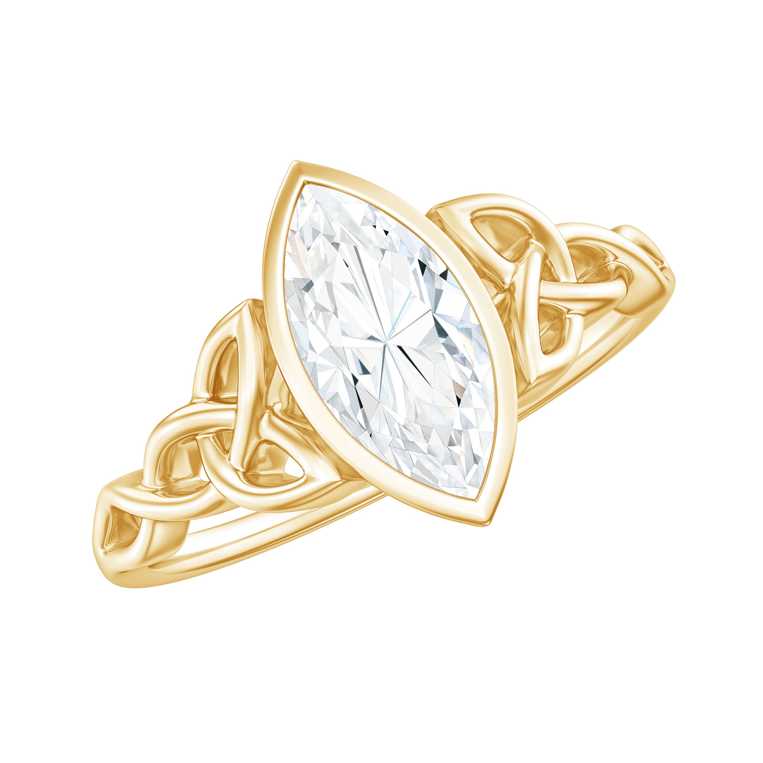 Rosec Jewels-Bezel Set 1 Carat Marquise Lab Created Diamond Celtic Engagement Ring IGI Certified
