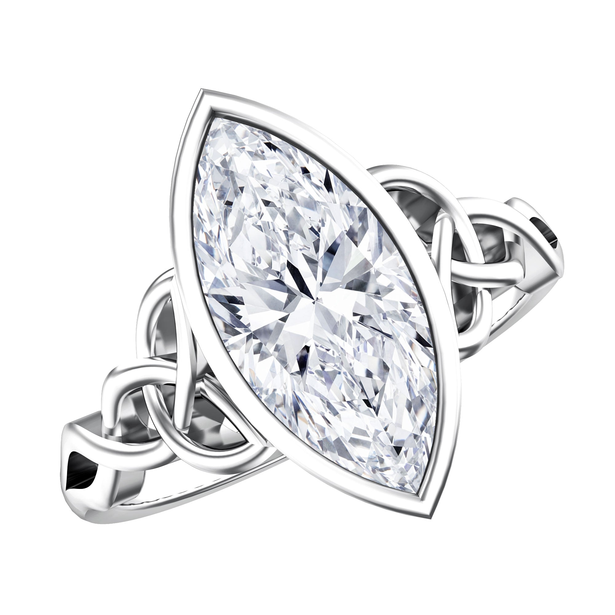 Rosec Jewels-Bezel Set Marquise Lab Created Diamond Celtic Engagement Ring 3 Carat IGI Certified