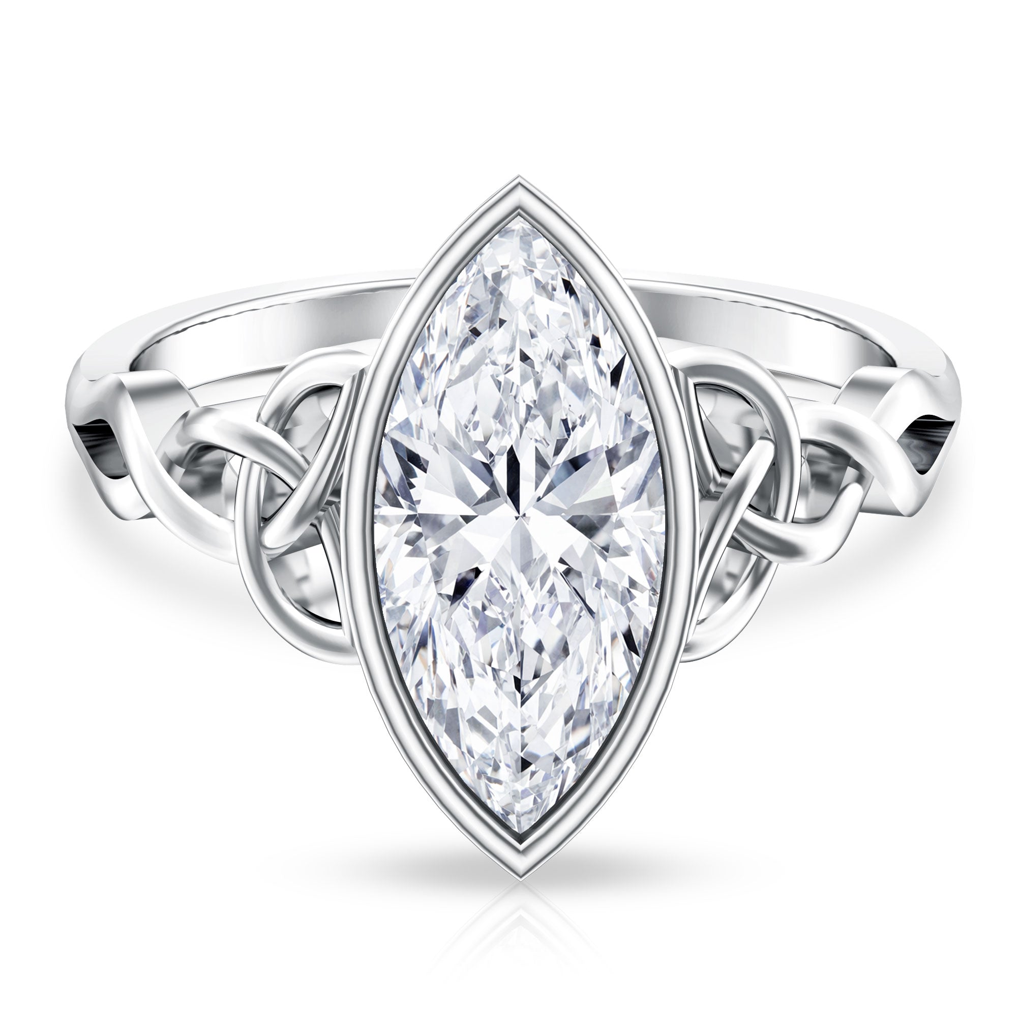 Rosec Jewels-Bezel Set Marquise Lab Created Diamond Celtic Engagement Ring 3 Carat IGI Certified