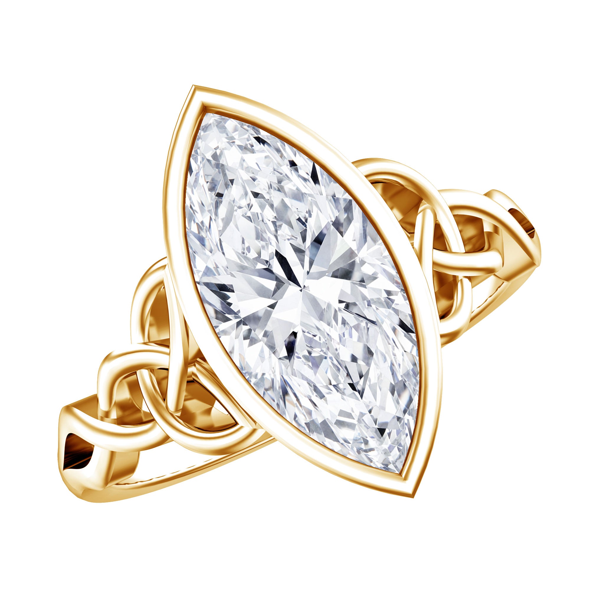 Rosec Jewels-Bezel Set Marquise Lab Created Diamond Celtic Engagement Ring 3 Carat IGI Certified