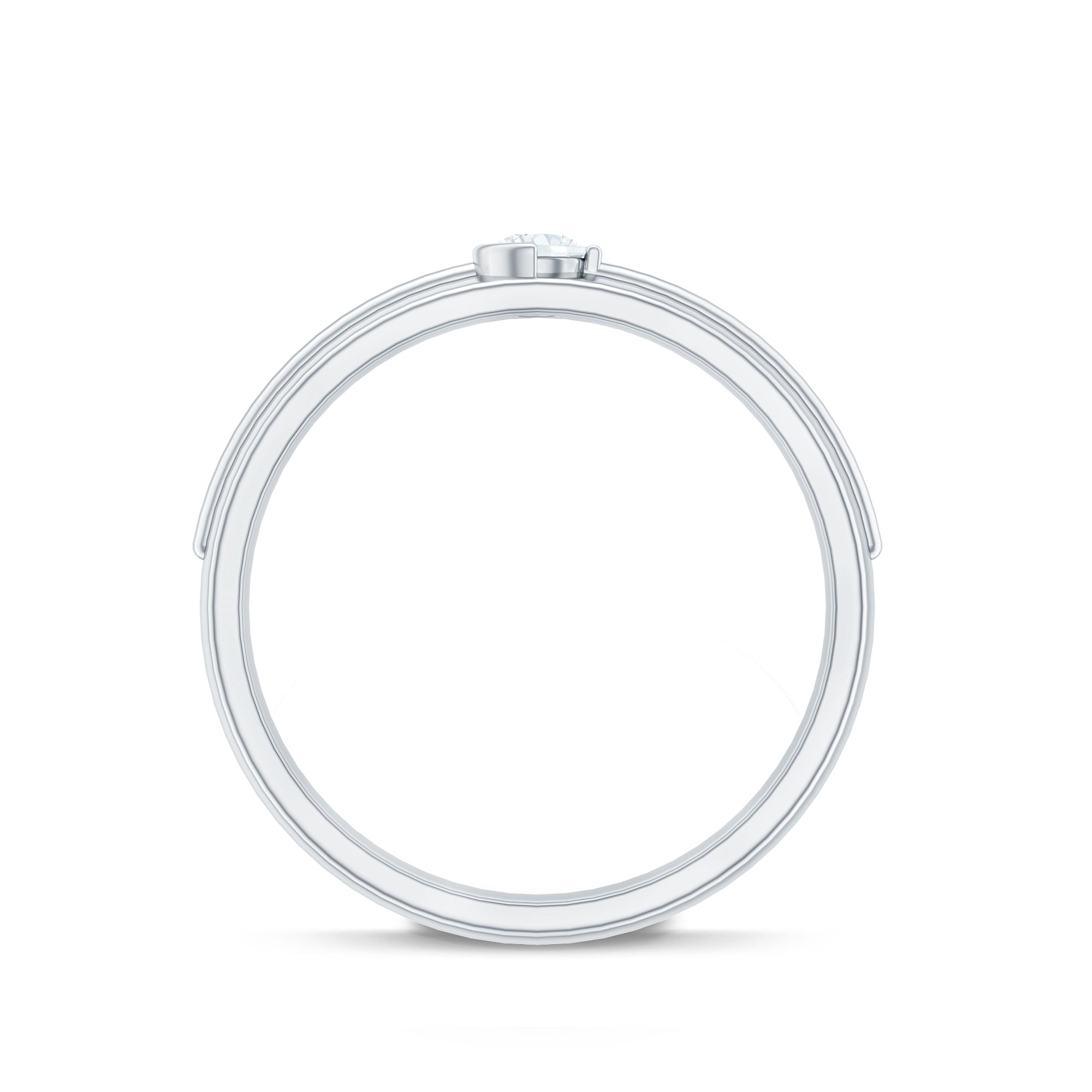 Bezel Set Round Moissanite Mens Wedding Band Ring D-VS1 - Rosec Jewels